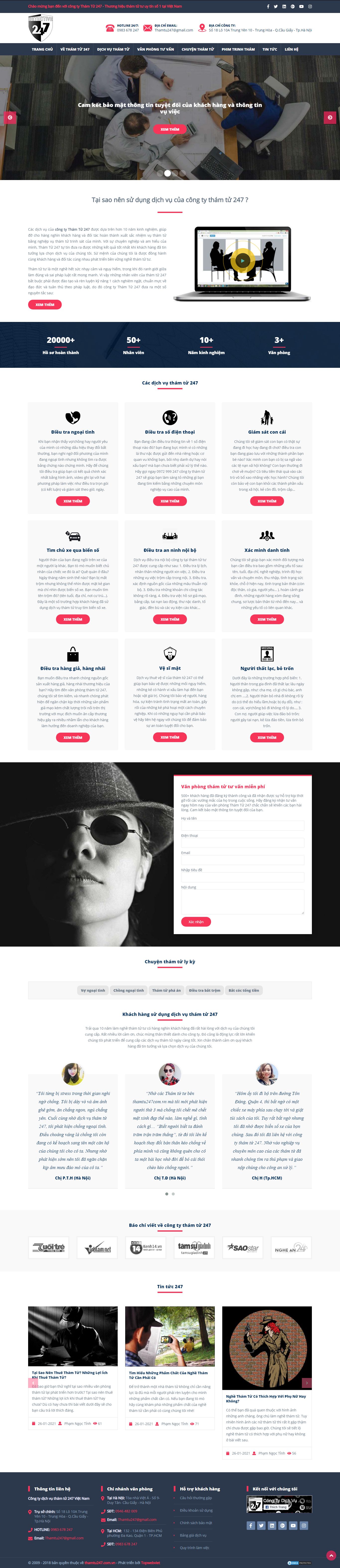 Thiết kế Web dịch vụ thamtu247.com.vn