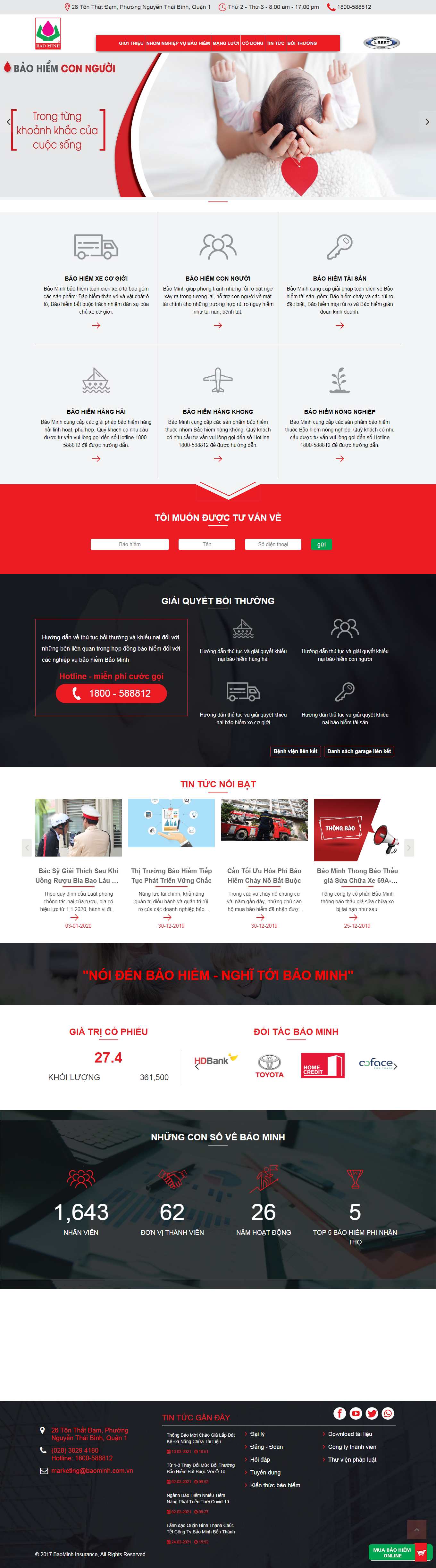 Thiết kế Web bảo hiểm baominh.com.vn