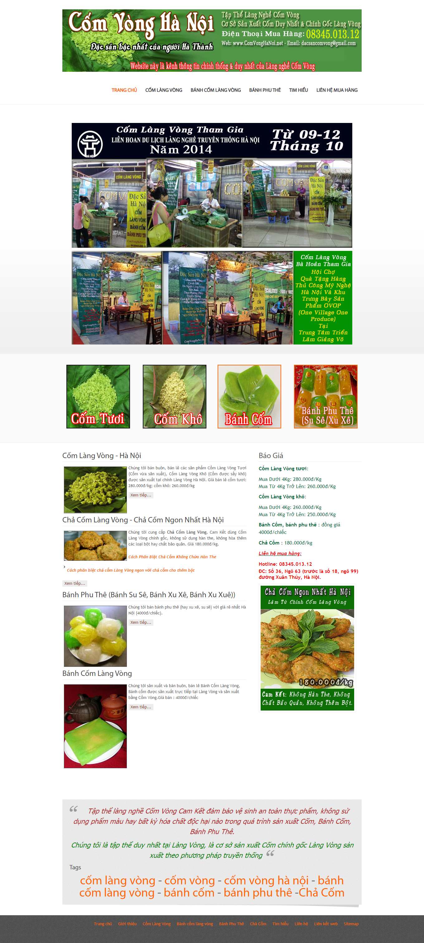 Thiết kế Web bán bánh cốm comvonghanoi.net
