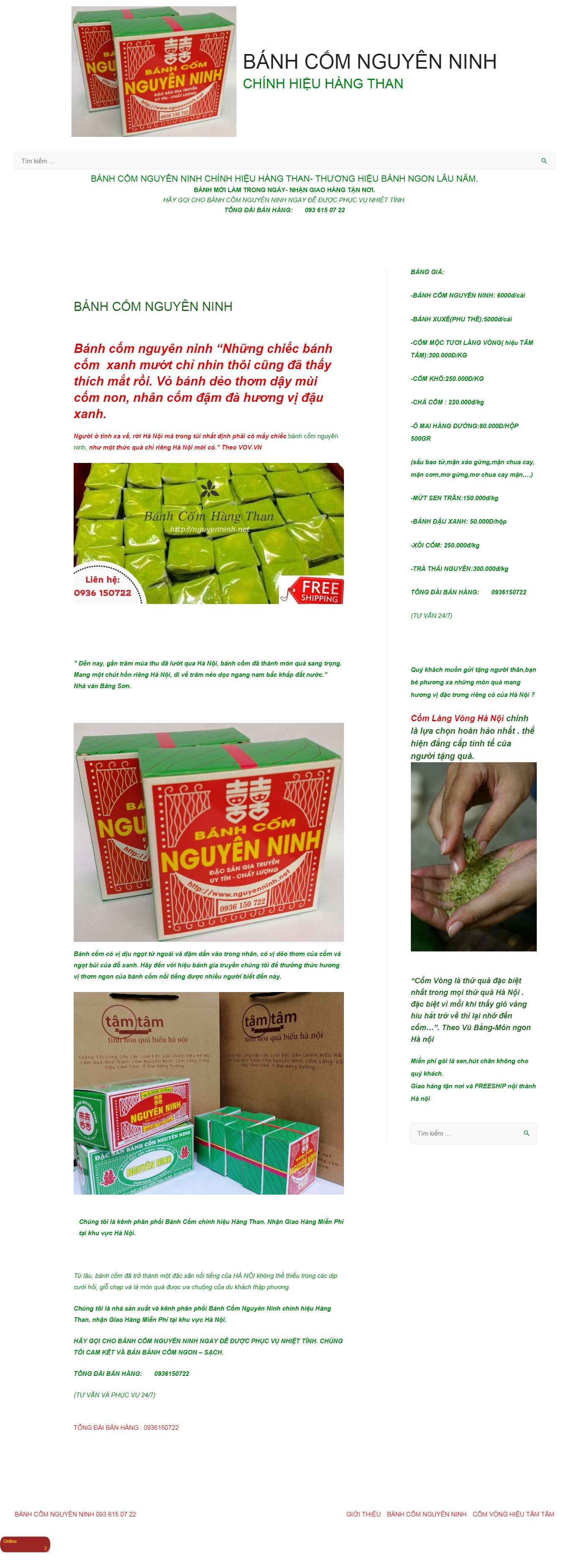 Thiết kế Web bán bánh cốm nguyenninh.net