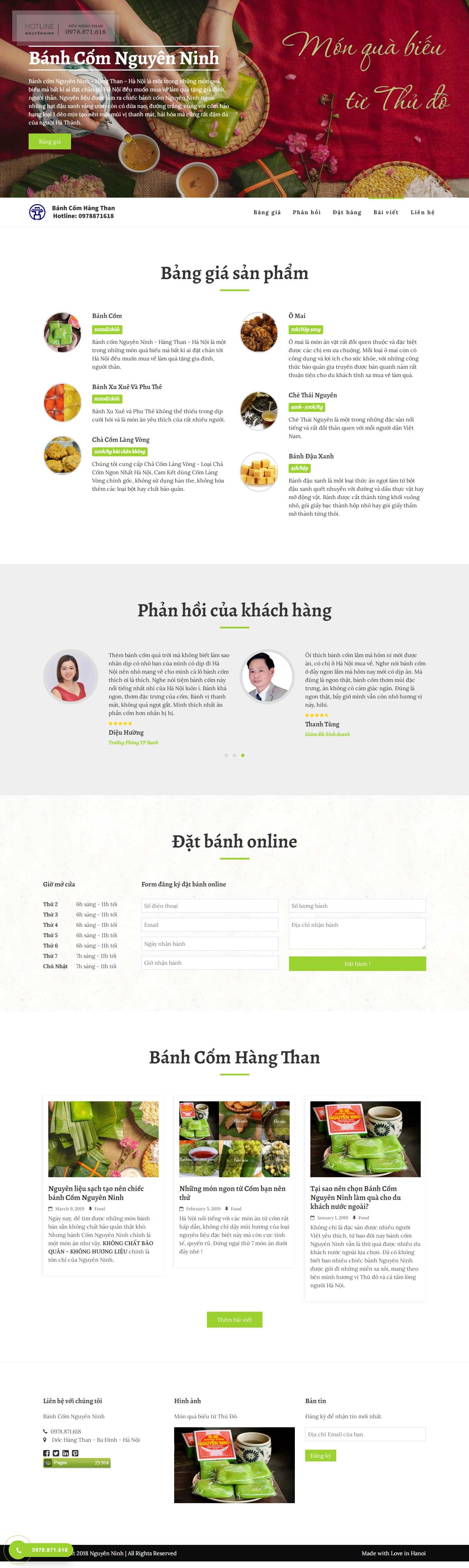 Thiết kế Web bán bánh cốm nguyenninh11hangthan.com
