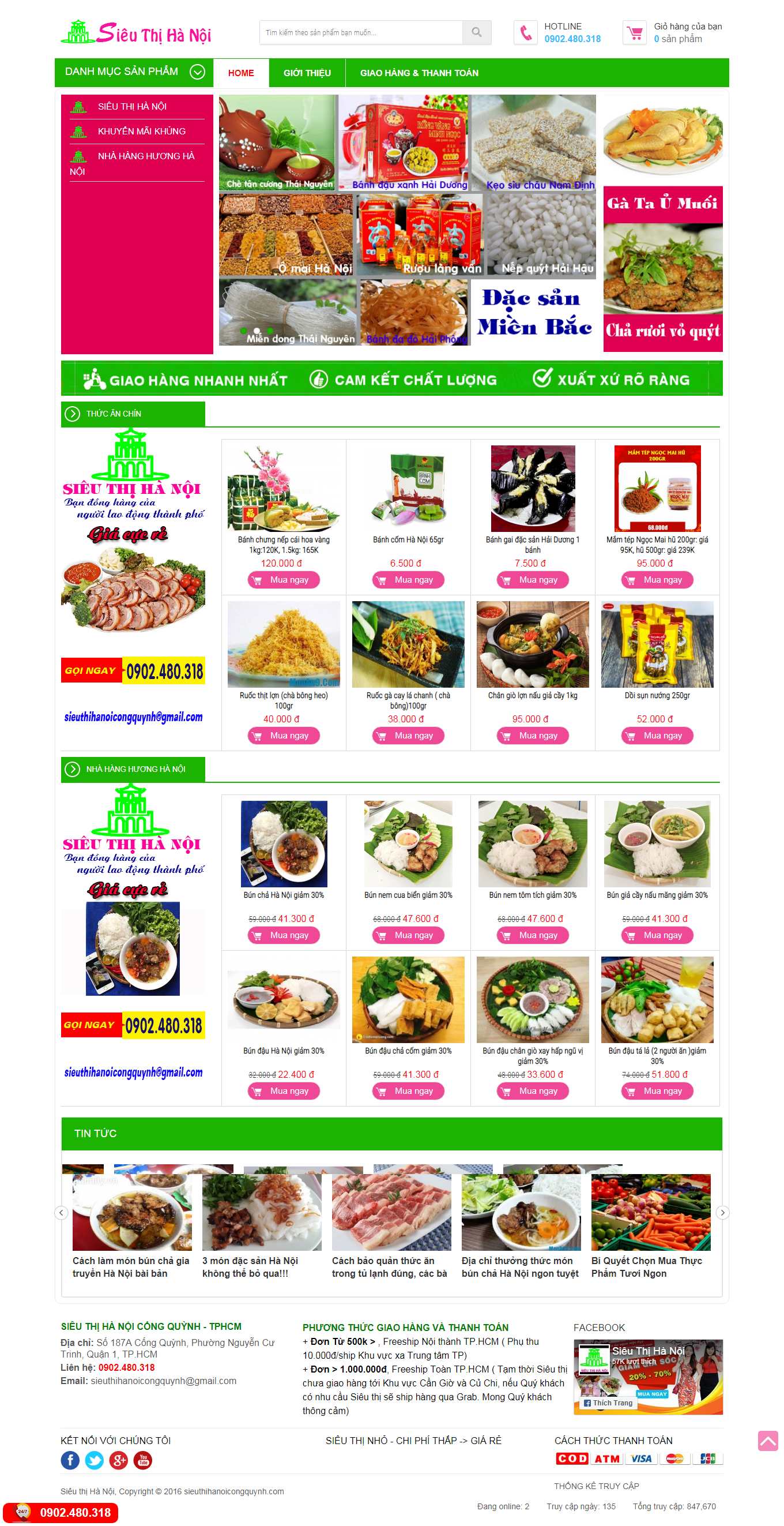 Thiết kế Web bán bánh cốm sieuthihanoicongquynh.com