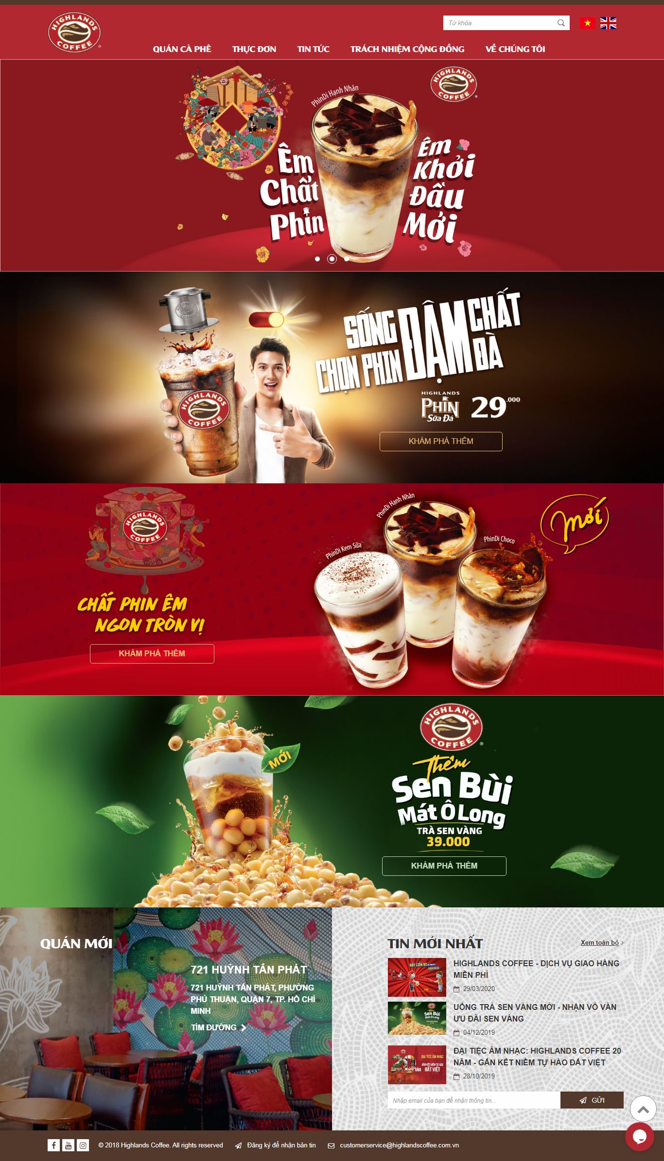 Thiết kế Web quán cafe highlandscoffee.com.vn