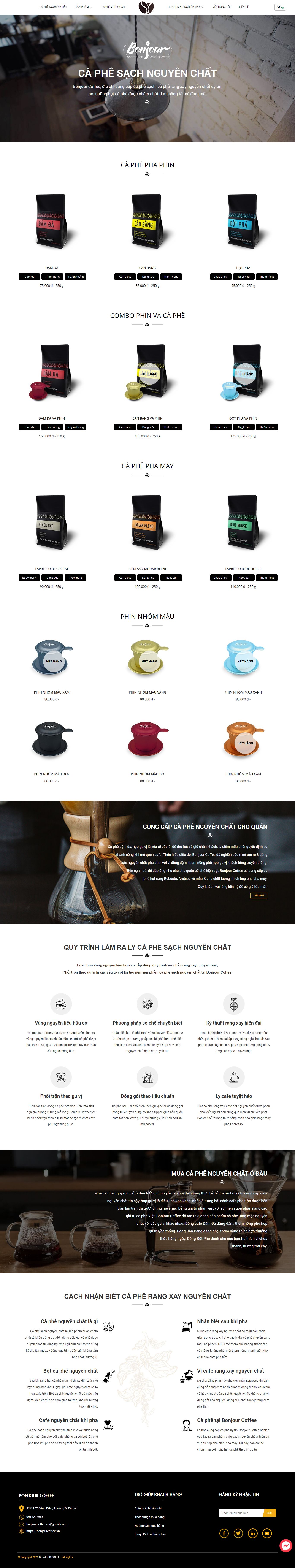 Thiết kế Web quán cafe bonjourcoffee.vn