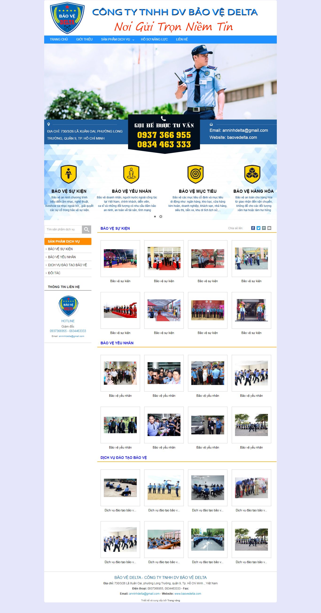 Thiết kế Web giới thiệu sản phẩm baovedelta.com