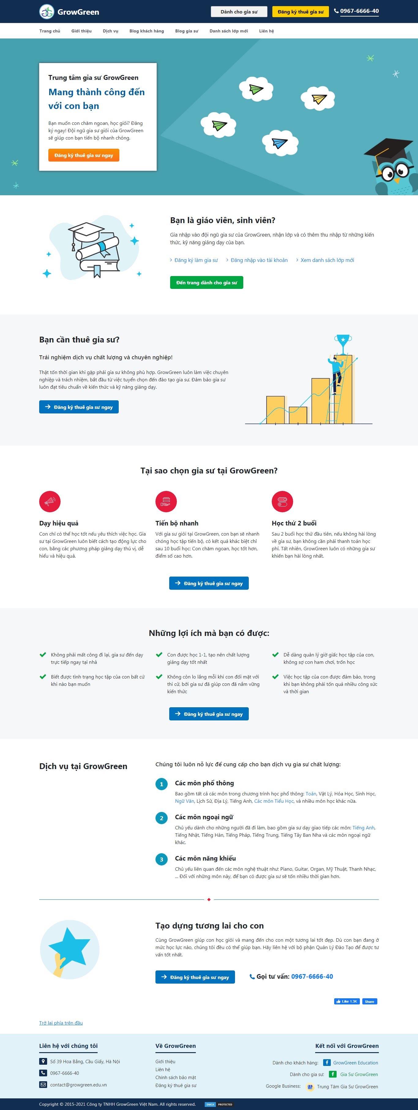 Thiết kế Web giáo dục growgreen.edu.vn