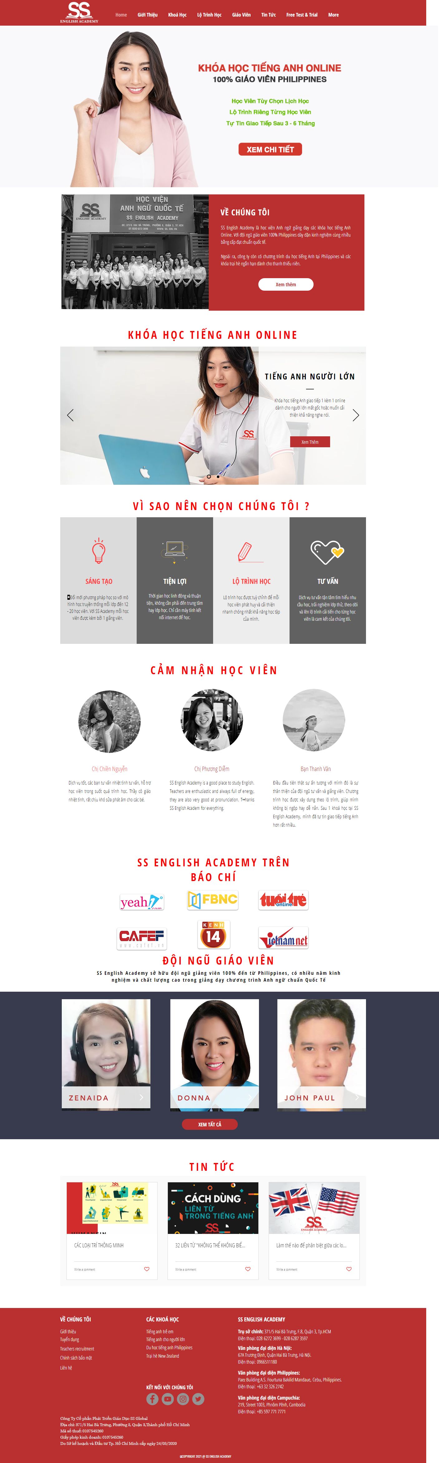 Thiết kế Web học tiếng anh ss.edu.vn