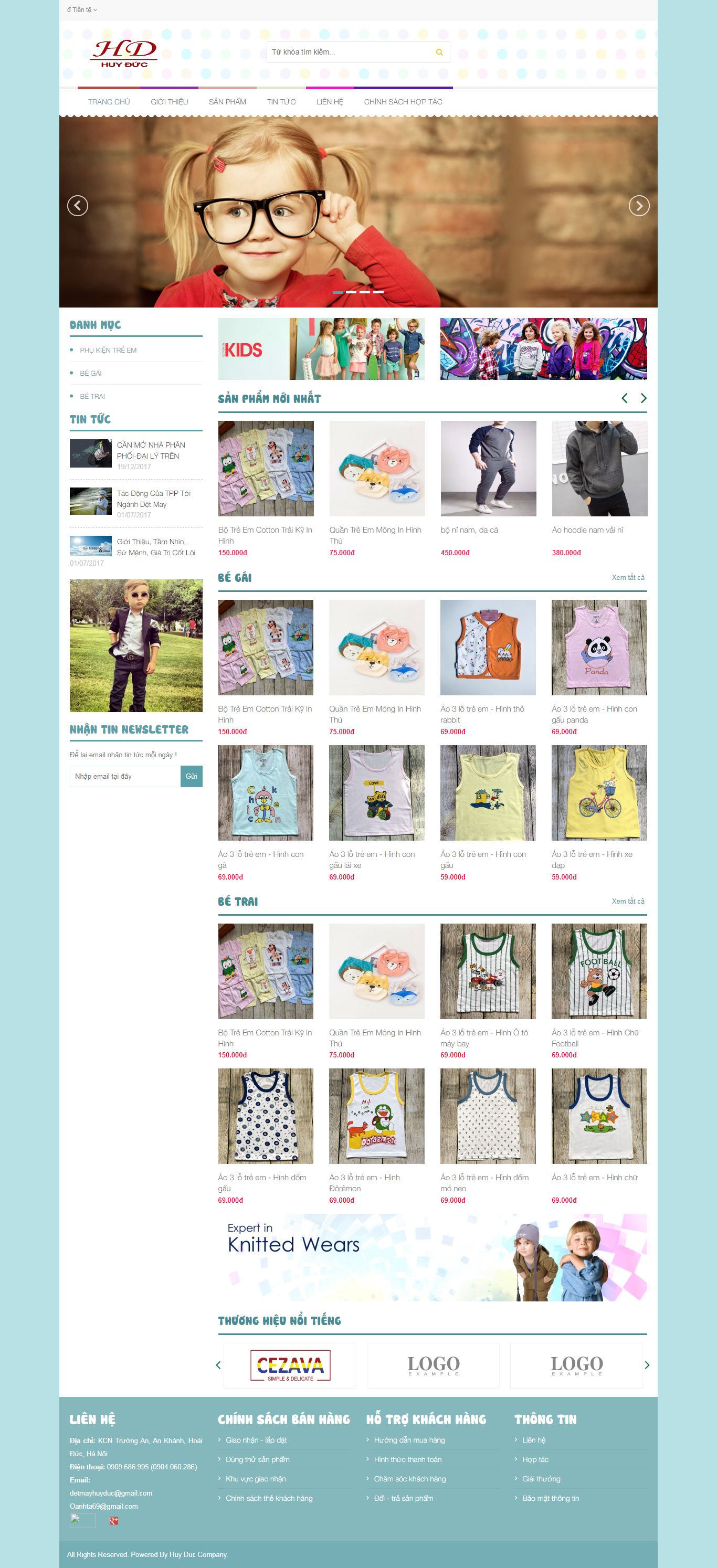 Thiết kế Web thời trang trẻ em huyduc.com.vn