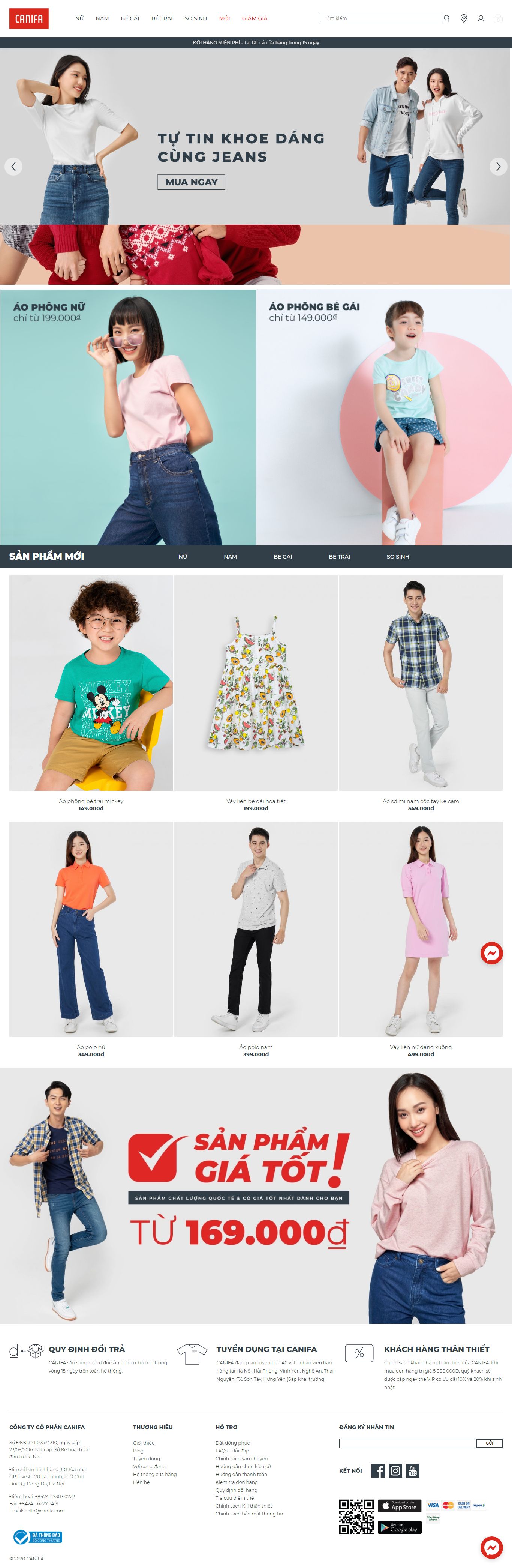 Thiết kế Web thời trang trẻ em canifa.com