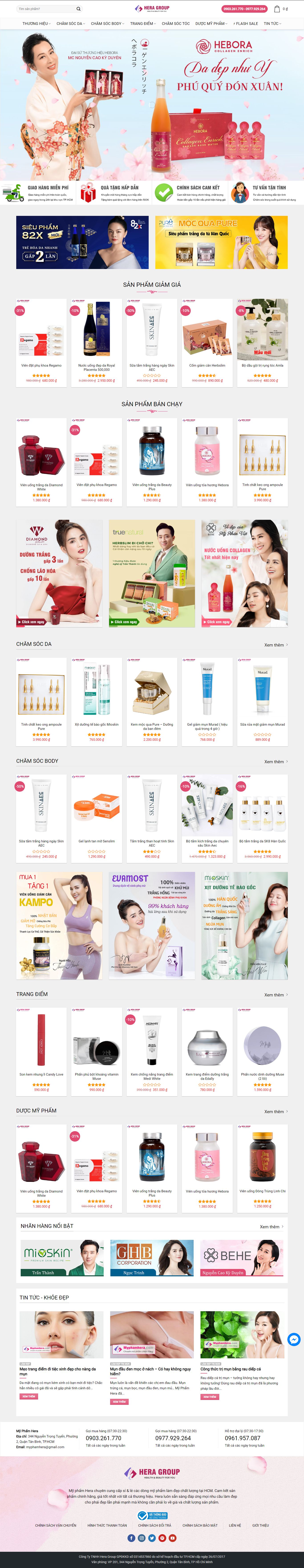 Thiết kế Web mỹ phẩm myphamhera.com