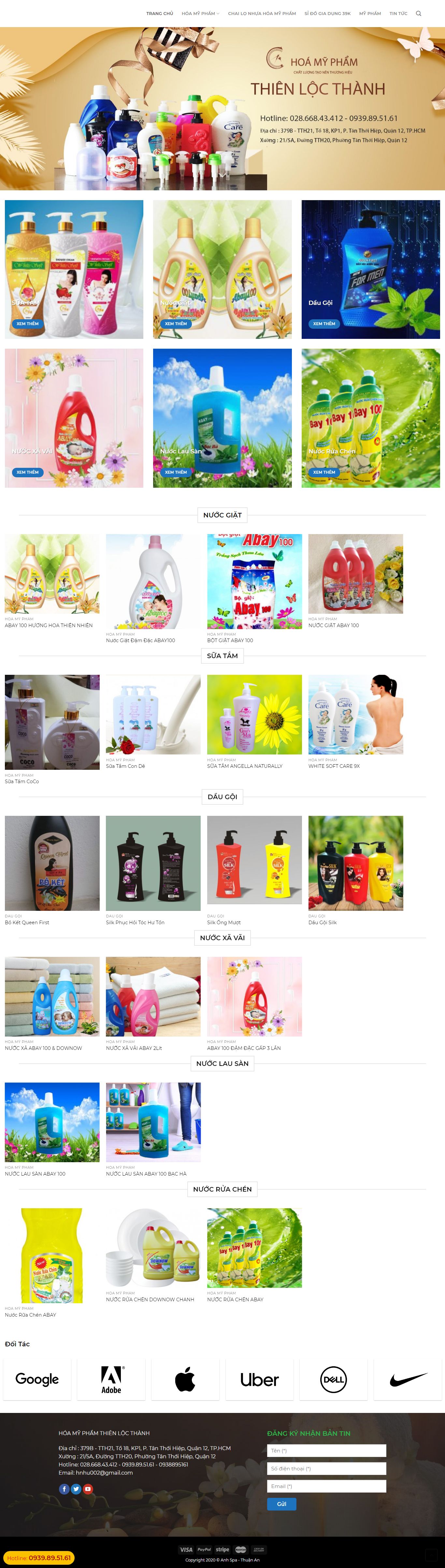 Thiết kế Web mỹ phẩm hoamyphamthienlocthanh.com