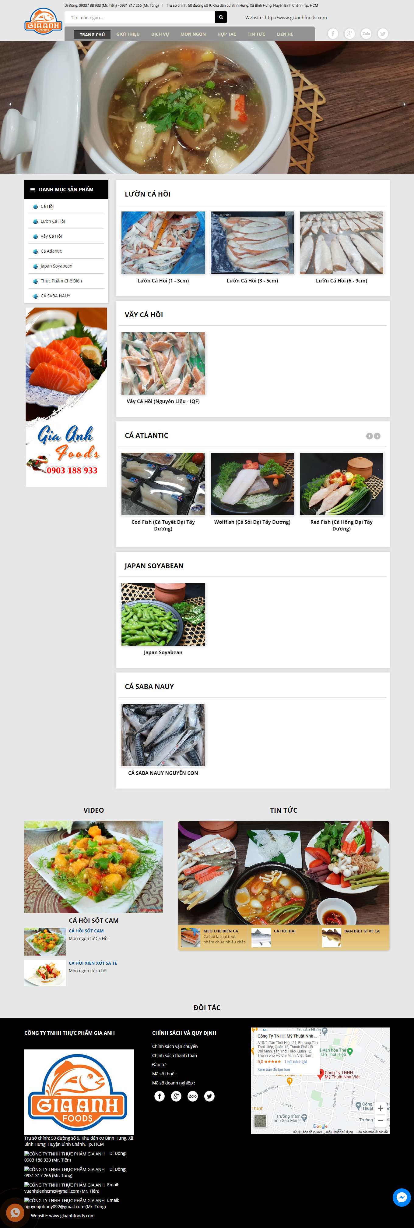 Thiết kế Web hải sản giaanhfoods.com