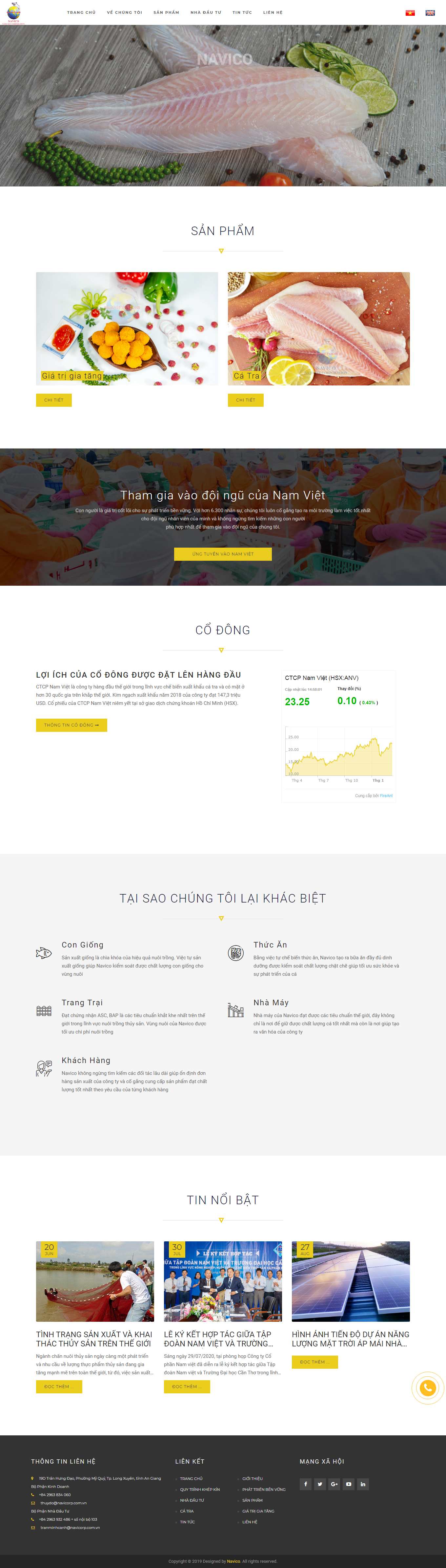 Thiết kế Web hải sản navicorp.com.vn