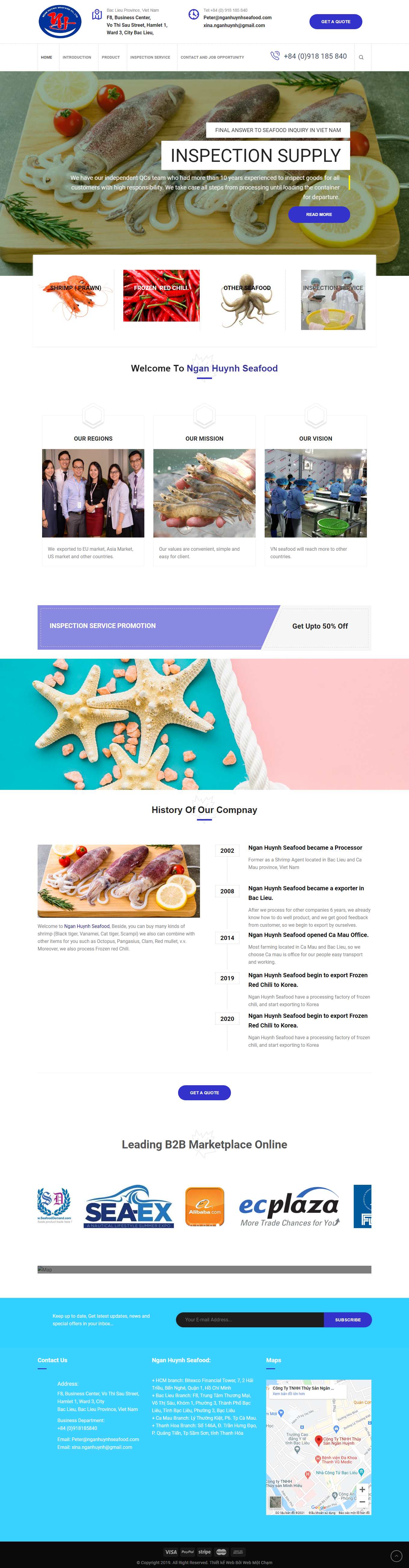 Thiết kế Web hải sản nganhuynhseafood.com