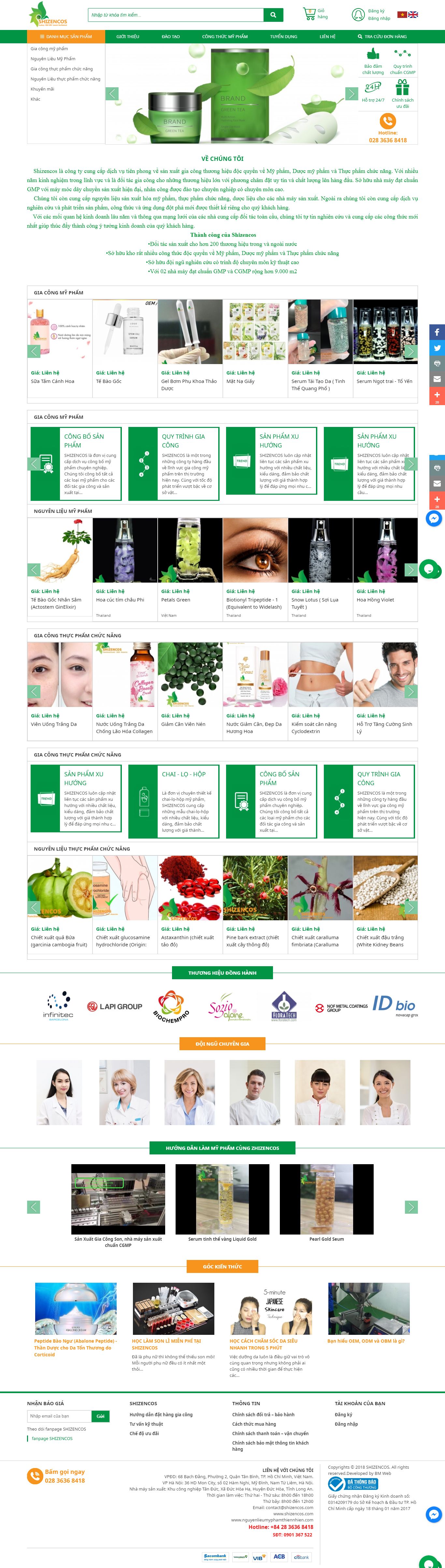 Thiết kế Web mỹ phẩm shizencos.com