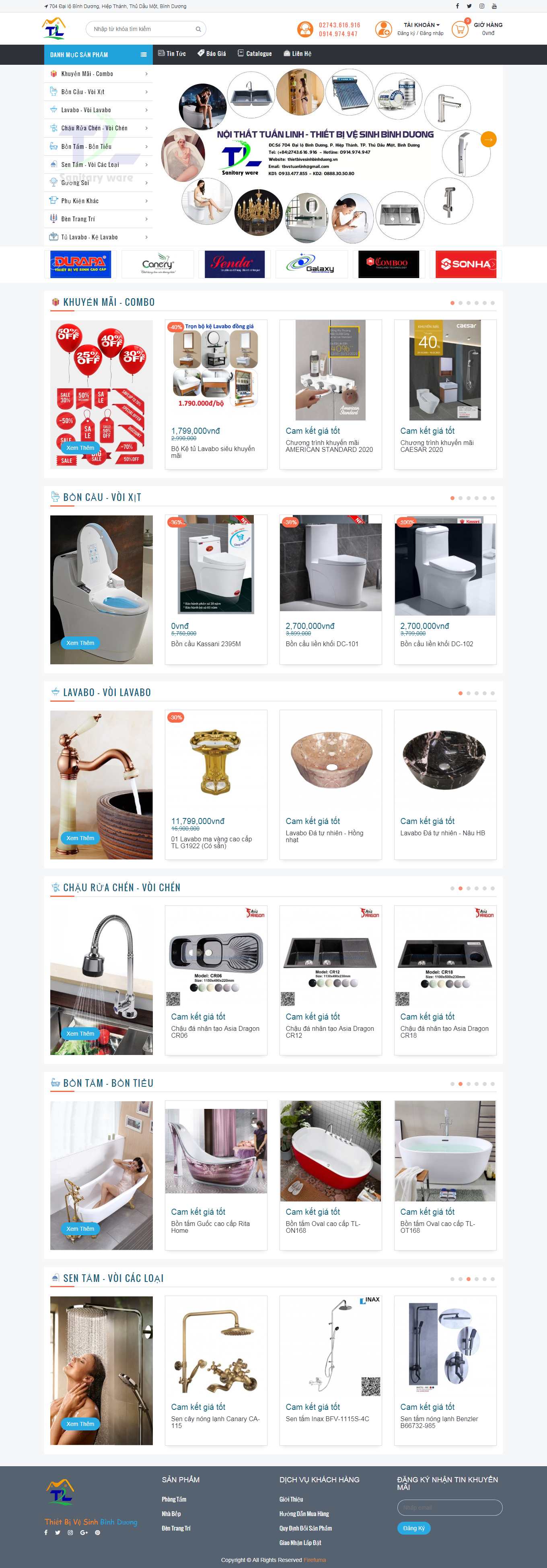 Thiết kế Web bán sen vòi thietbivesinhbinhduong.vn