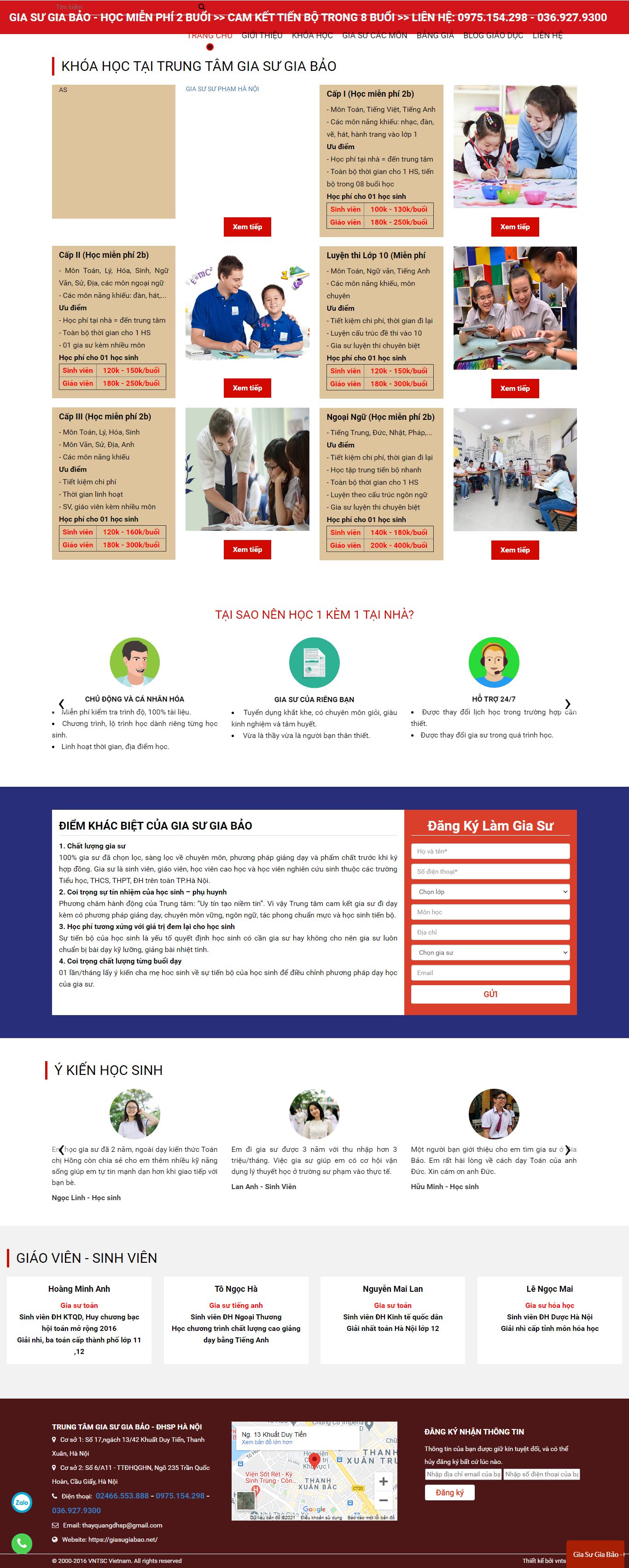 Thiết kế Web gia sư giasugiabao.net