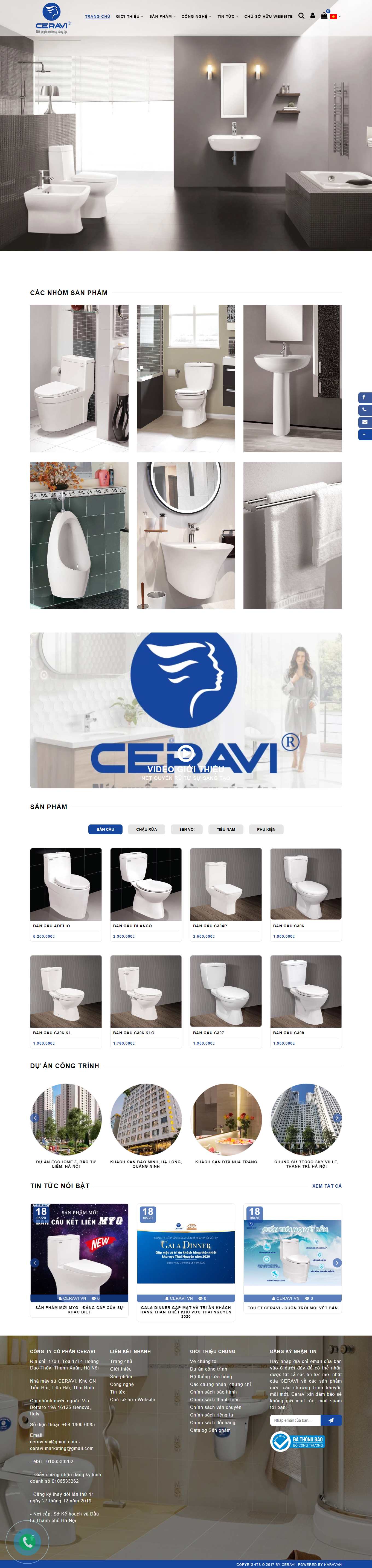 Thiết kế Web bán sen vòi ceravi.vn