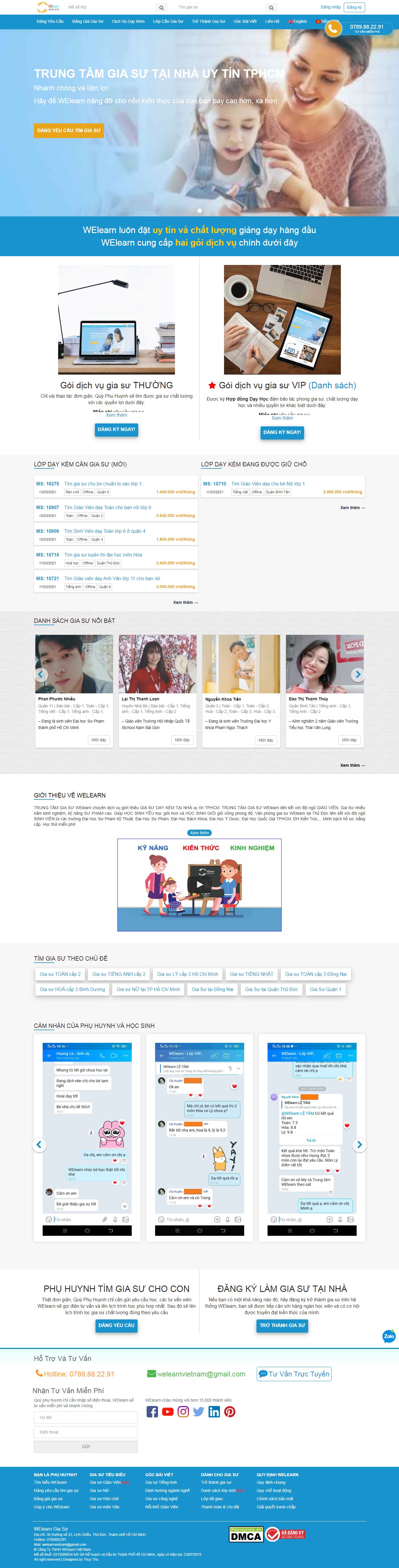 Thiết kế Web gia sư welearnvn.com