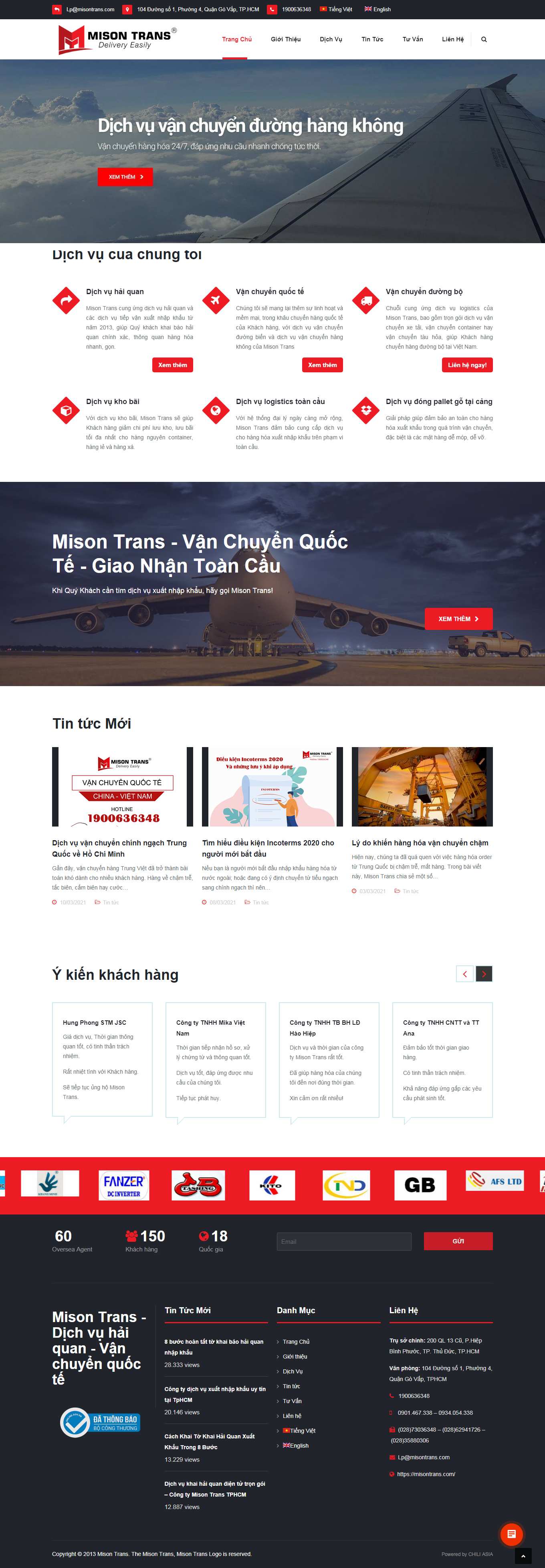 Thiết kế Web xuất nhập khẩu misontrans.com