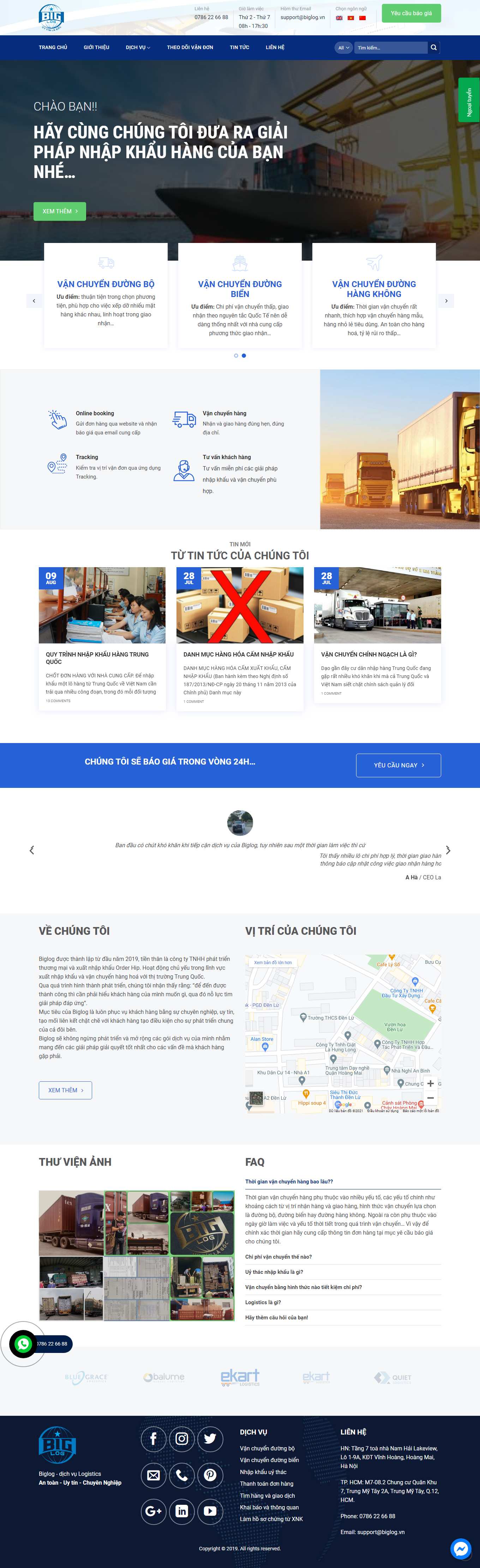 Thiết kế Web xuất nhập khẩu biglog.vn