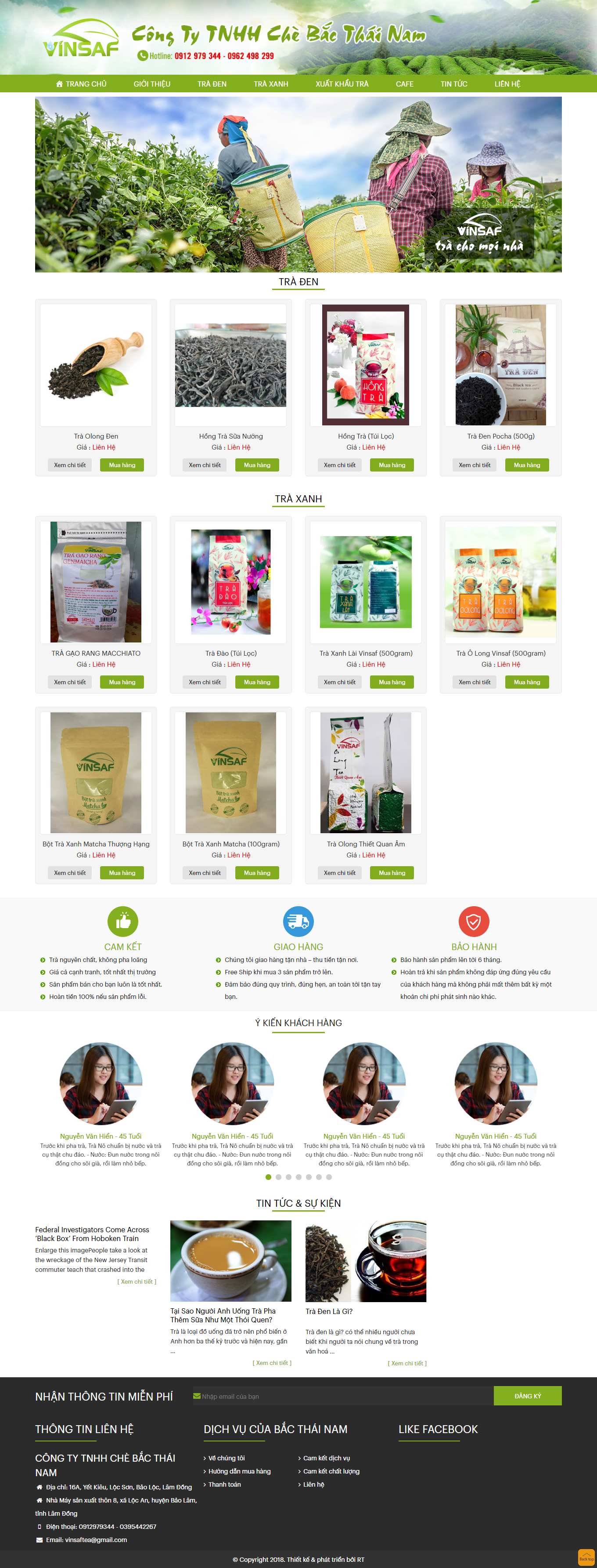 Thiết kế Web bán chè vinsaf.vn