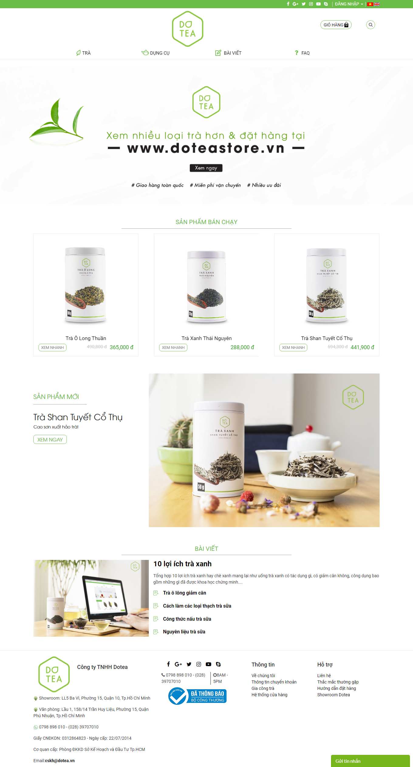 Thiết kế Web bán chè dotea.vn