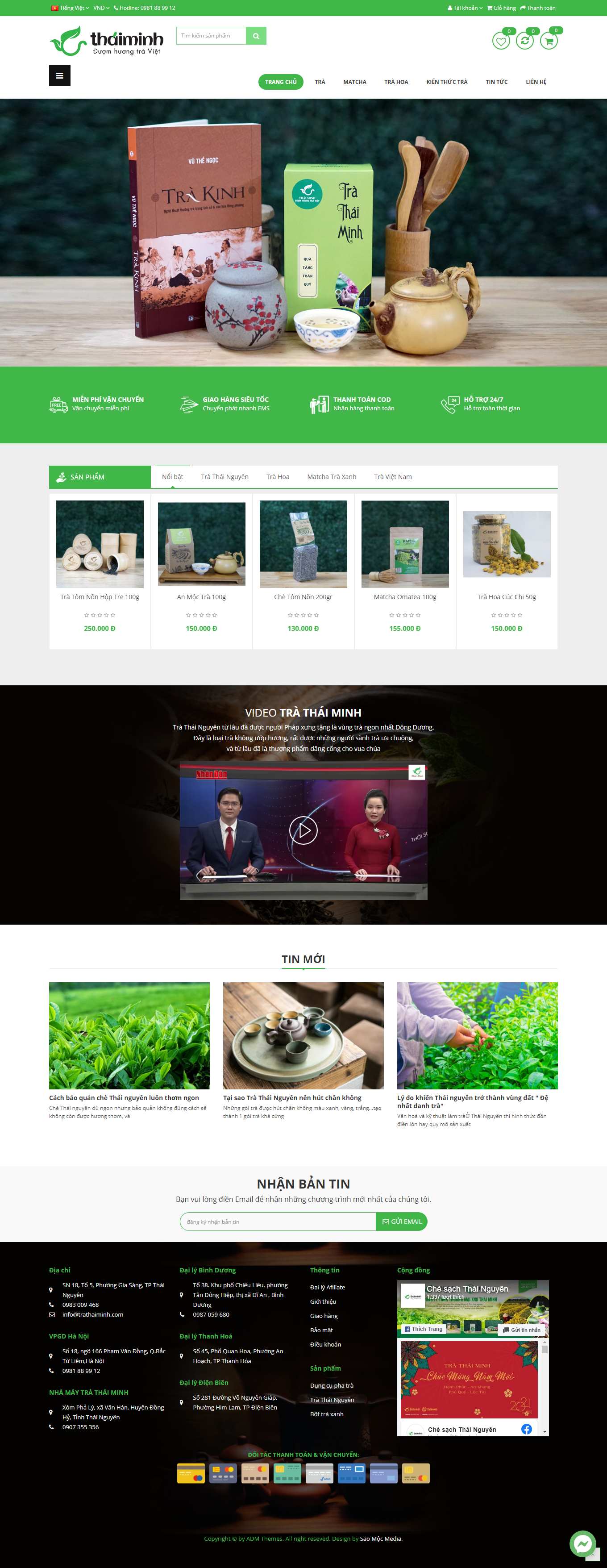 Thiết kế Web bán chè trathaiminh.com