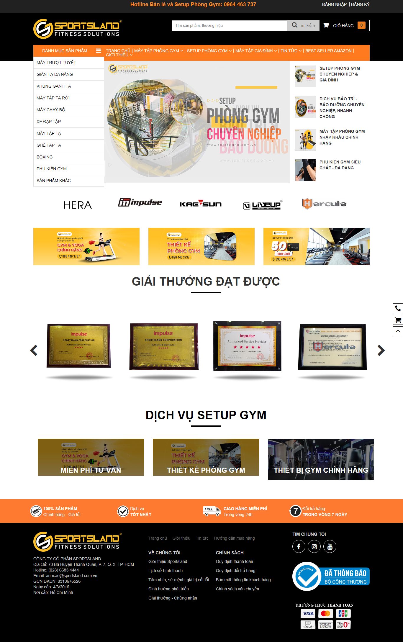 Thiết kế Web phòng gym sportsland.vn