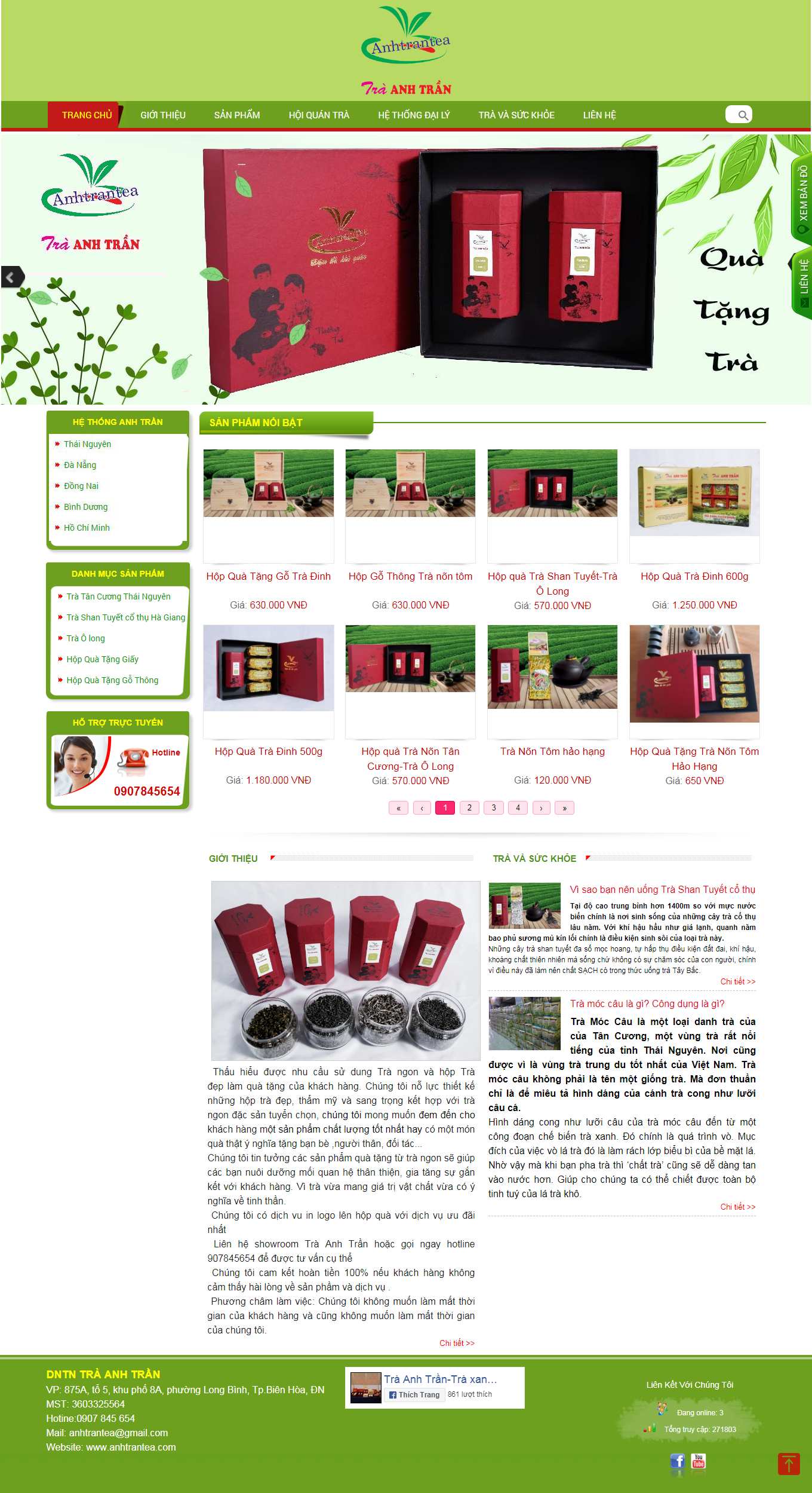 Thiết kế Web bán chè anhtrantea.com