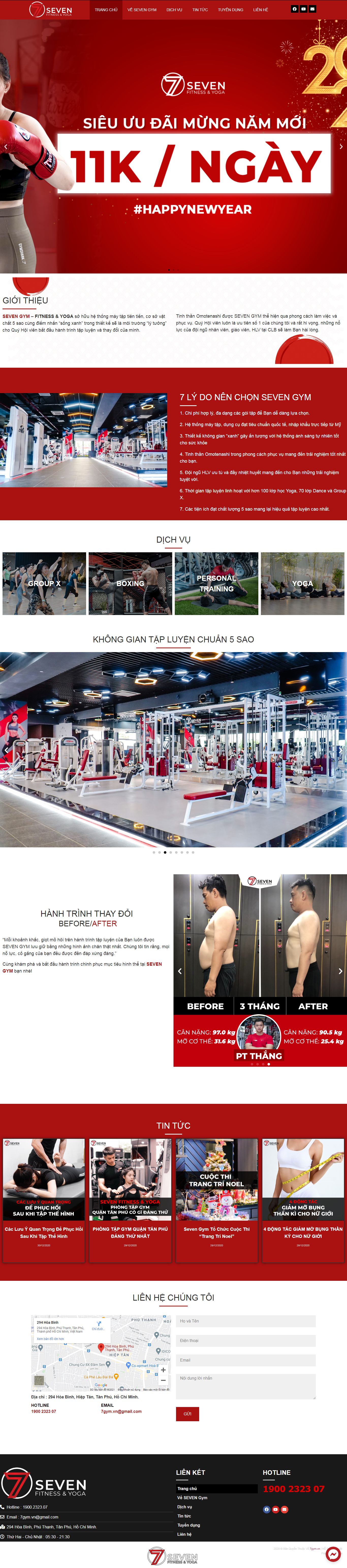 Thiết kế Web phòng gym 7gym.vn