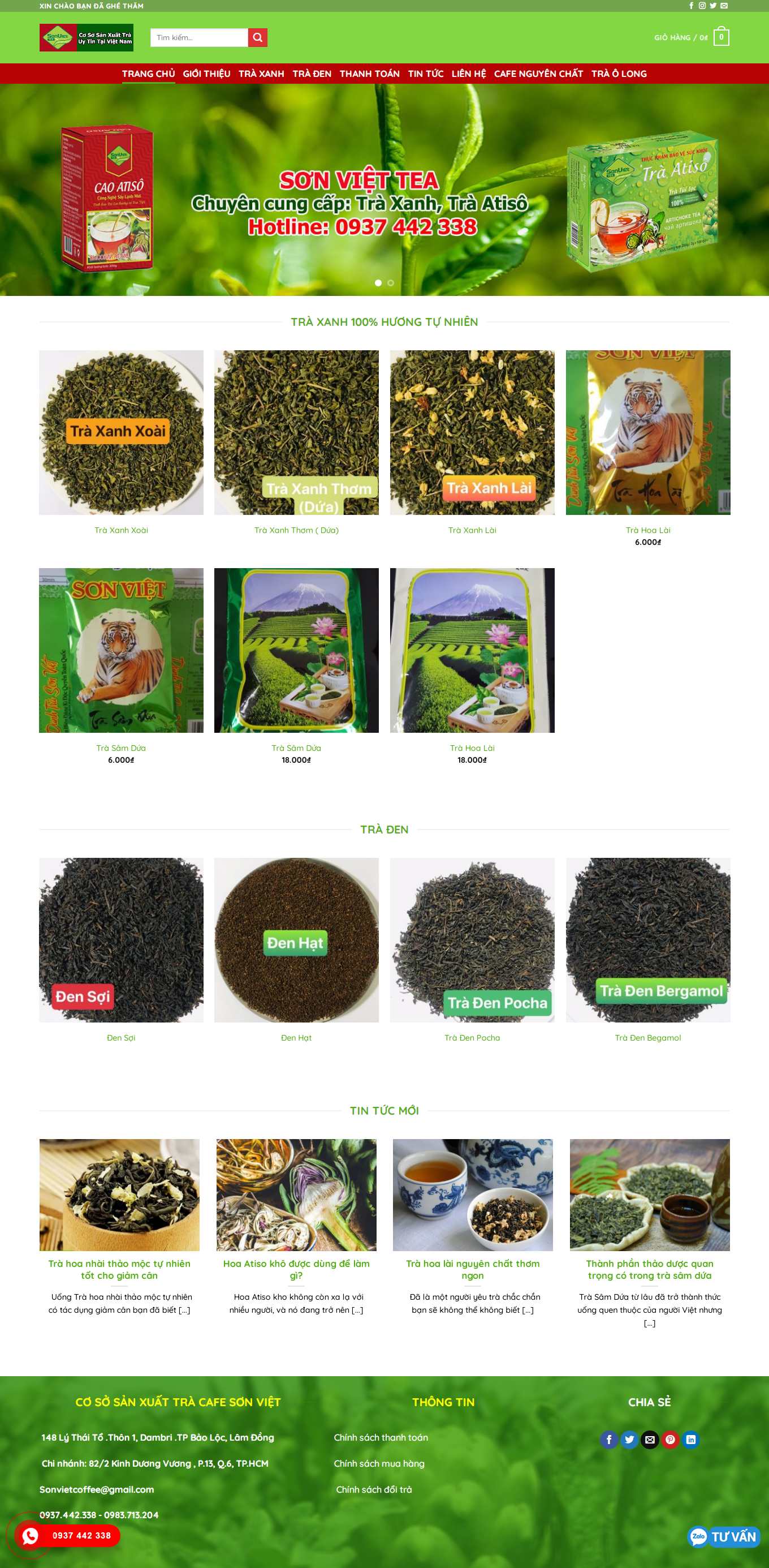 Thiết kế Web bán chè sonviettea.com