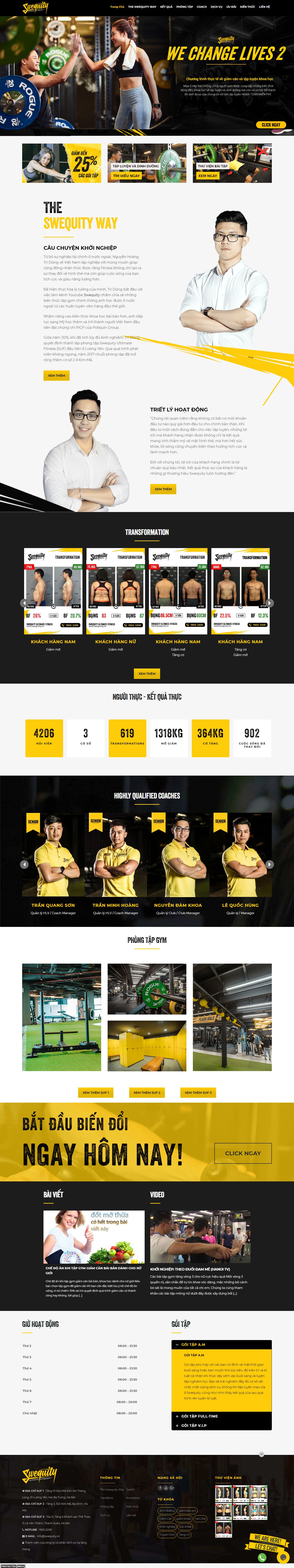 Thiết kế Web phòng gym swequity.vn