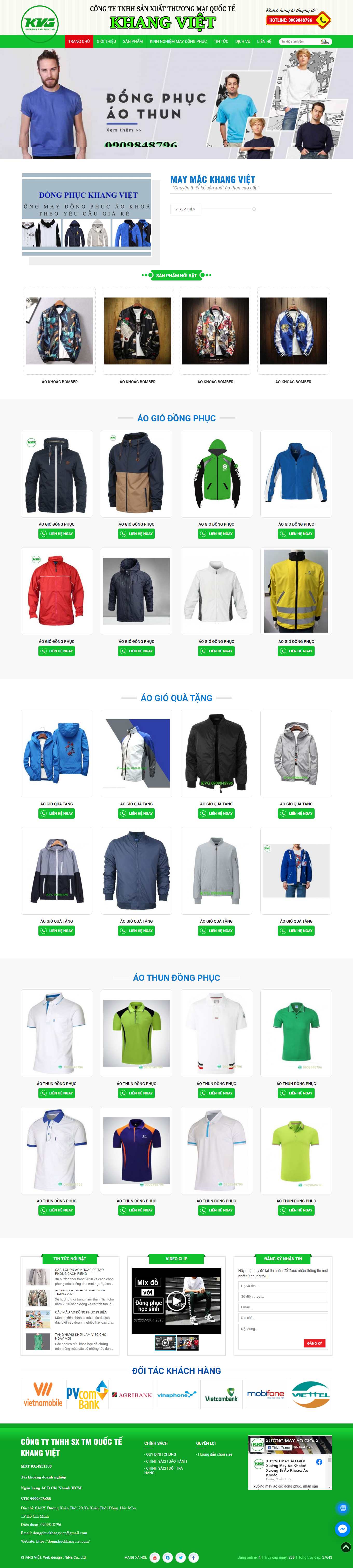 Thiết kế Web may áo thun dongphuckhangviet.com