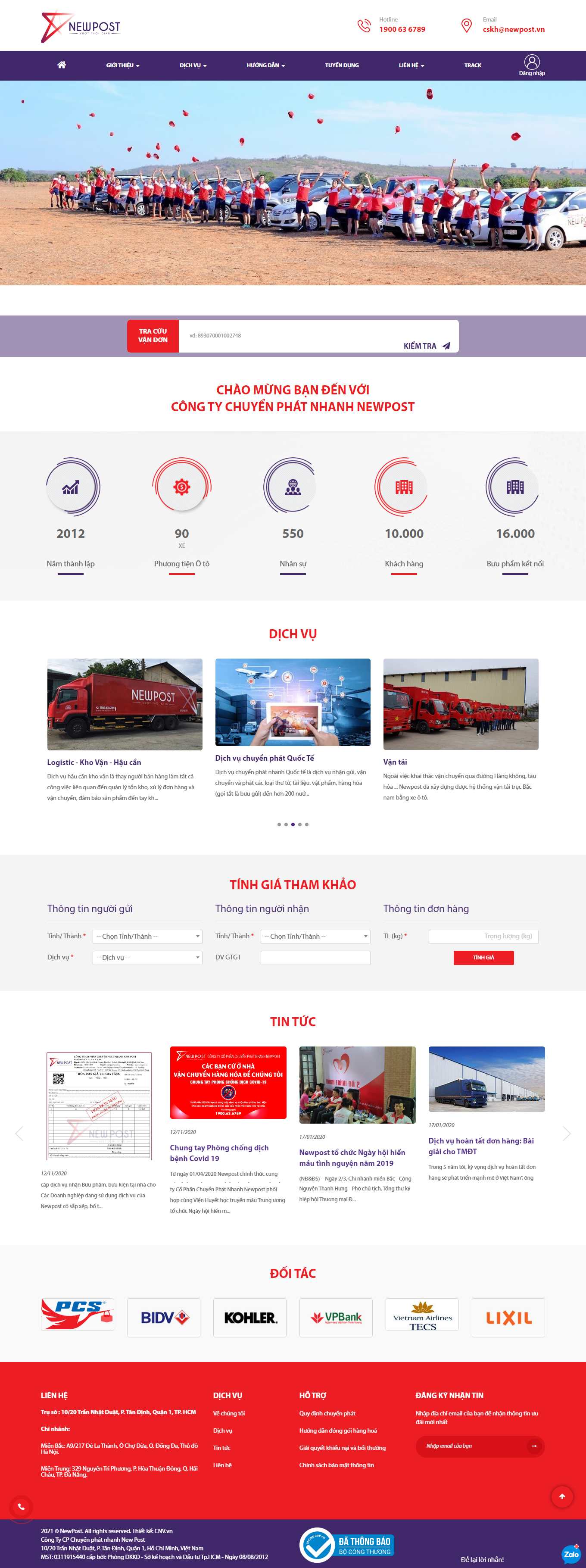 Thiết kế Web chuyển phát nhanh newpost.vn