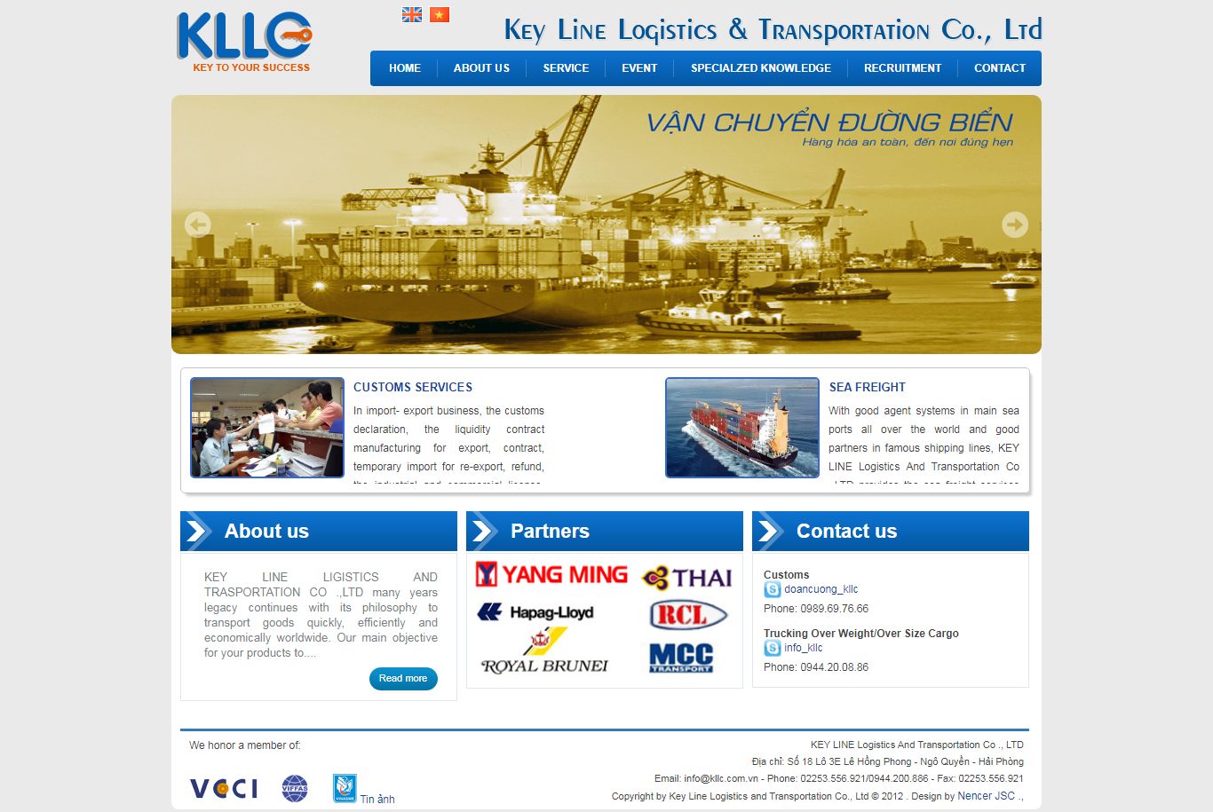 Thiết kế Web dịch vụ vận tải kllc.com.vn