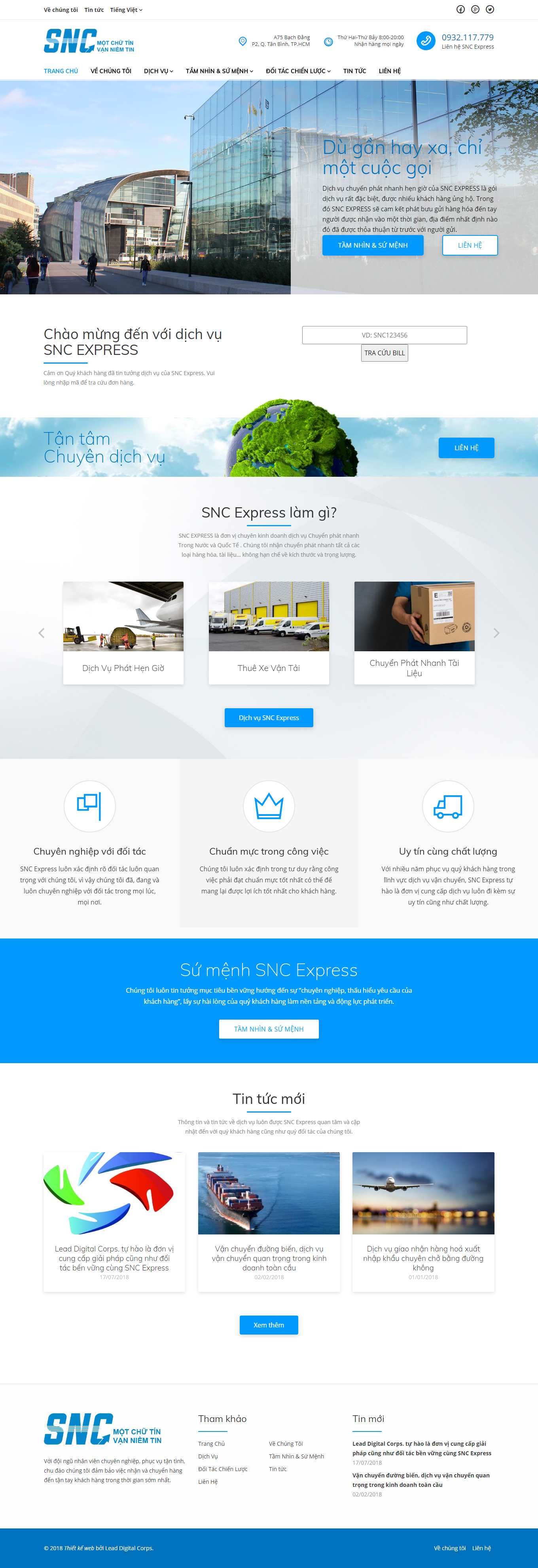 Thiết kế Web chuyển phát nhanh sncpost.vn