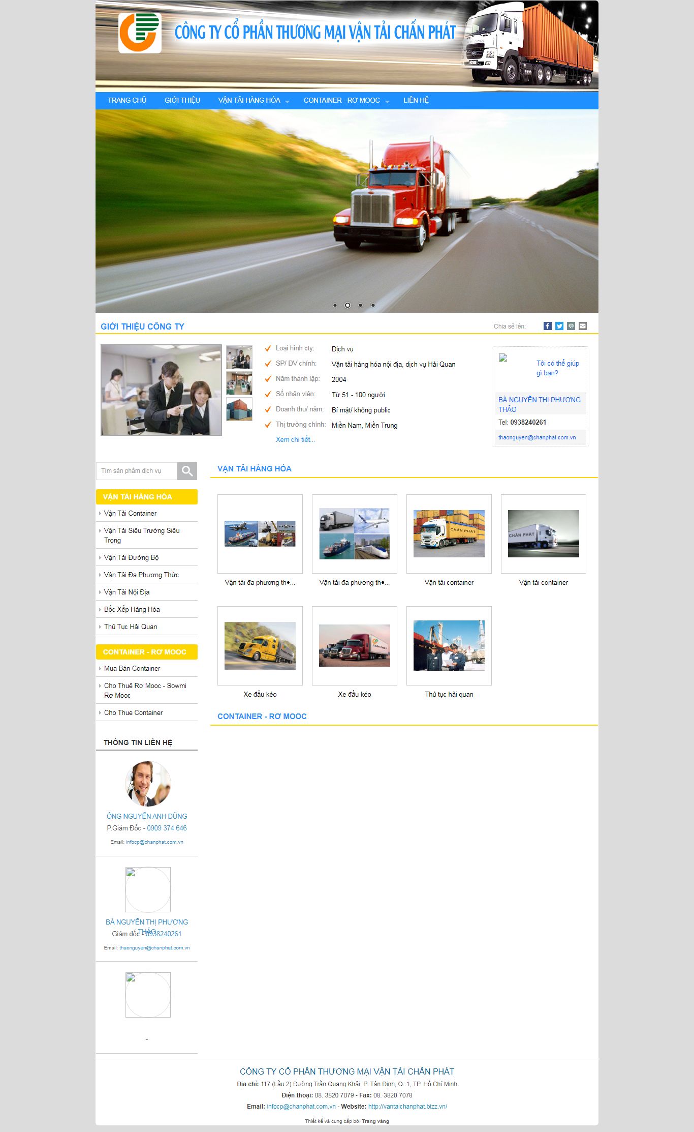 Thiết kế Web dịch vụ vận tải vantaichanphat.bizz.vn