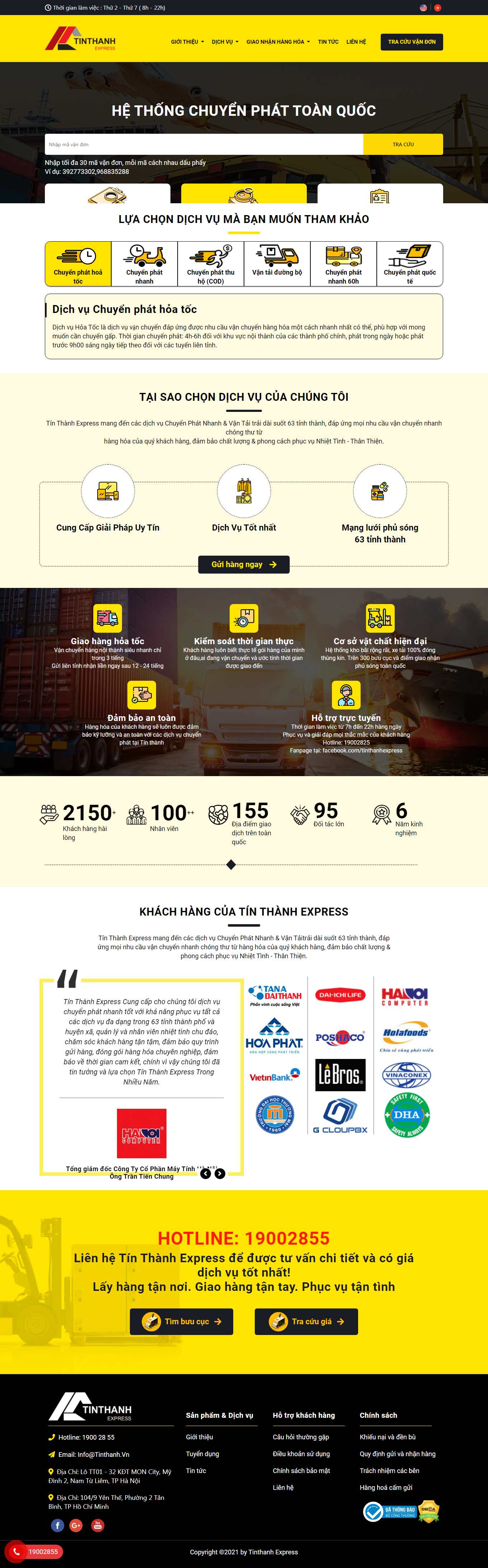 Thiết kế Web chuyển phát nhanh tinthanh.vn