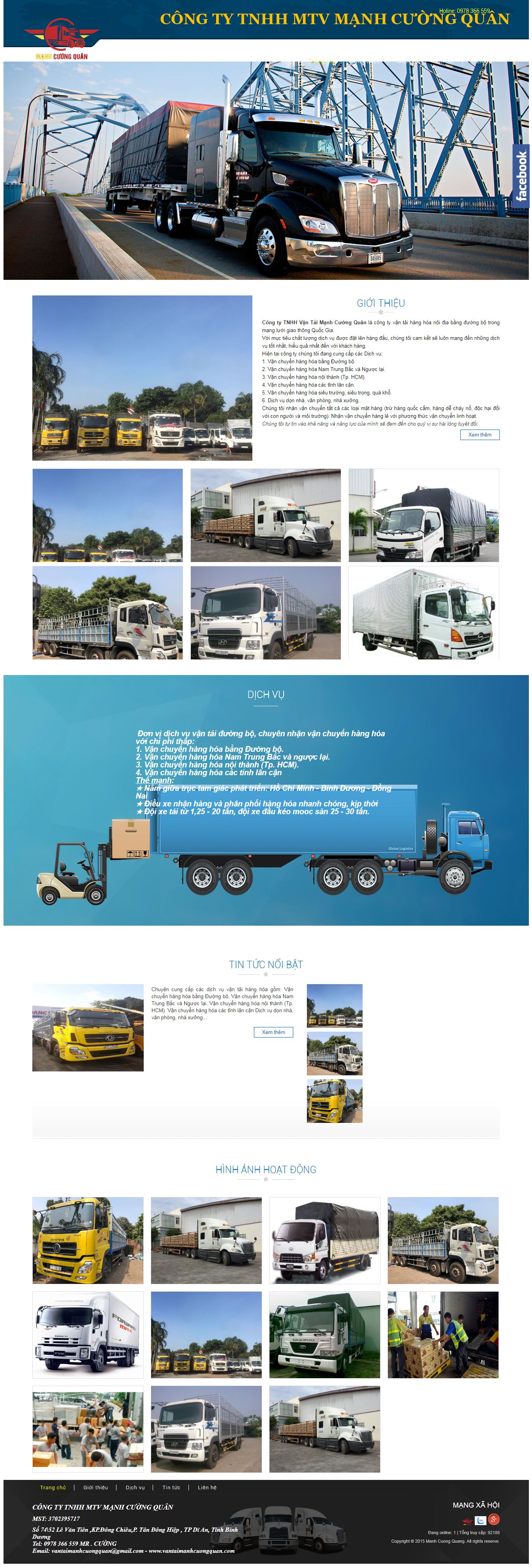 Thiết kế Web dịch vụ vận tải vantaimanhcuongquan.com