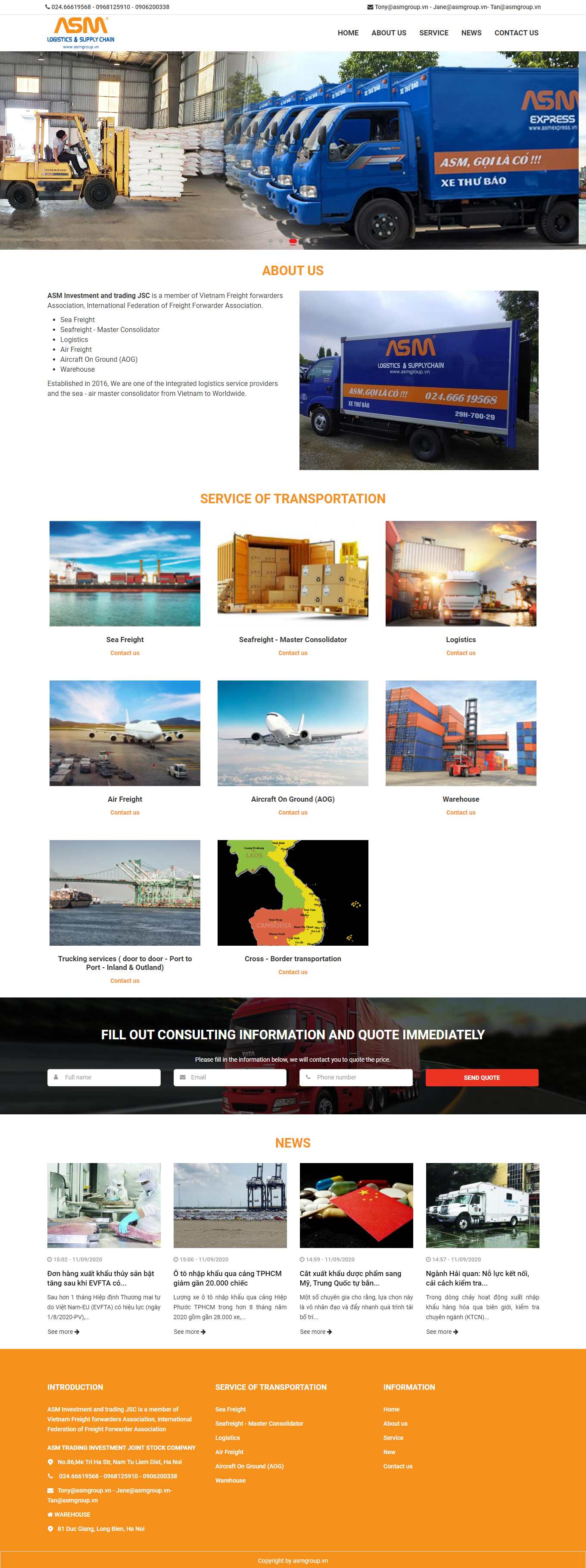 Thiết kế Web chuyển phát nhanh asmgroup.vn