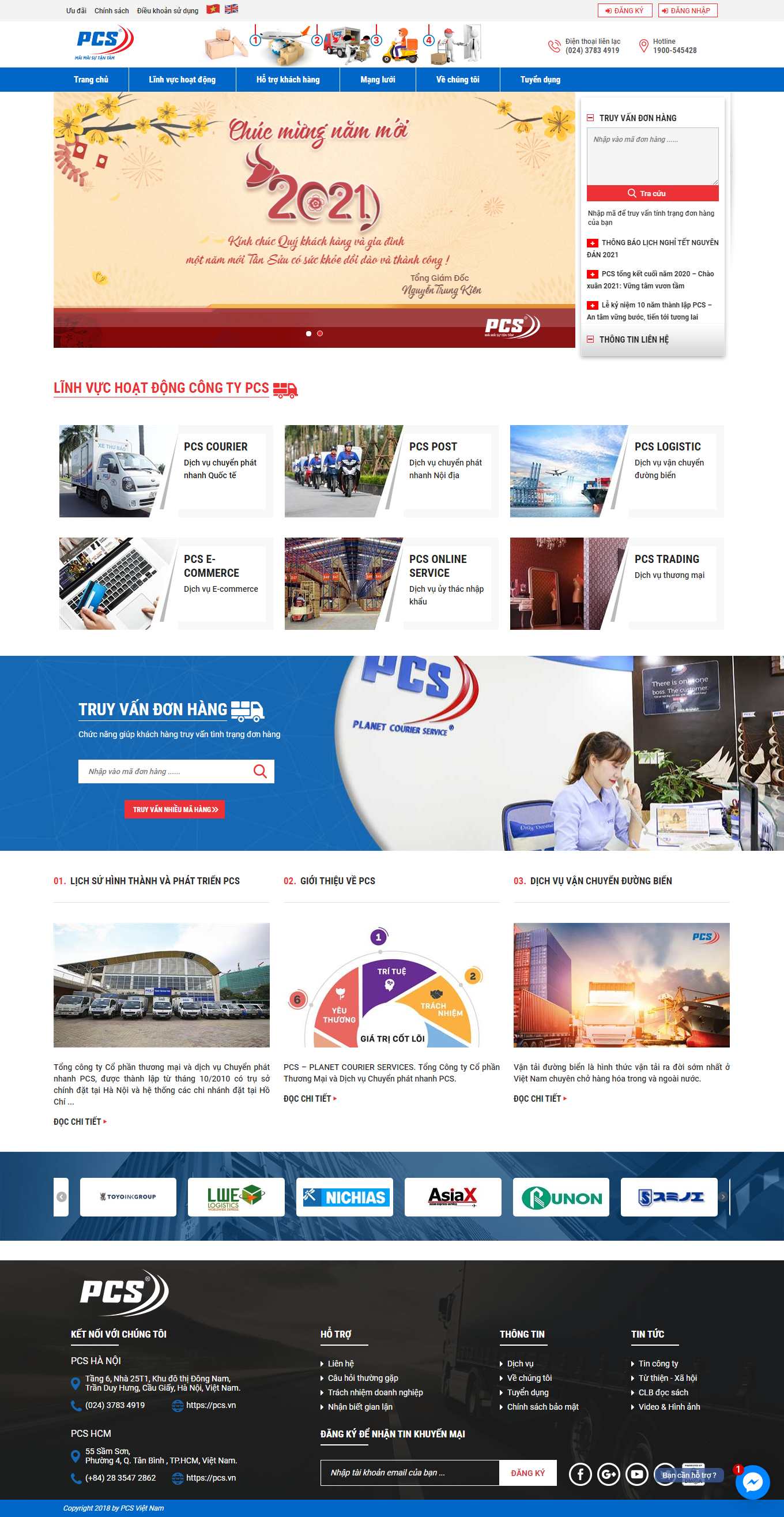 Thiết kế Web chuyển phát nhanh pcs.vn