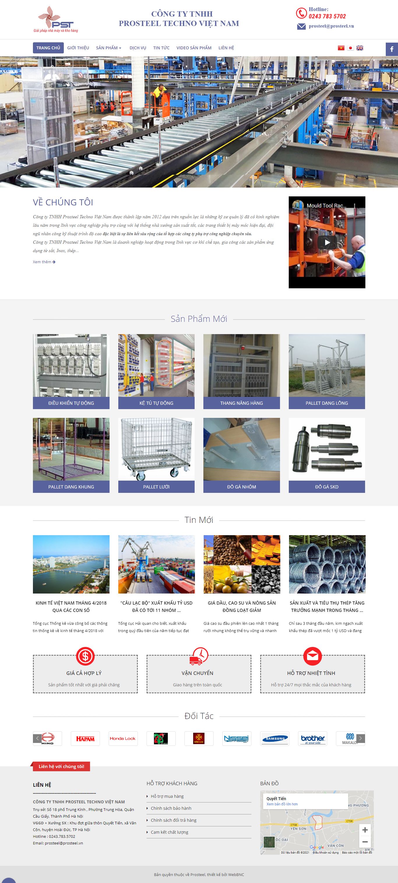 Thiết kế Web cơ khí prosteel.vn