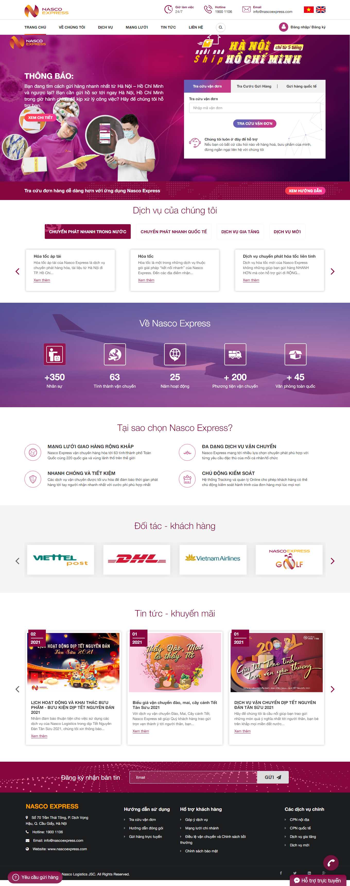 Thiết kế Web chuyển phát nhanh nascoexpress.com
