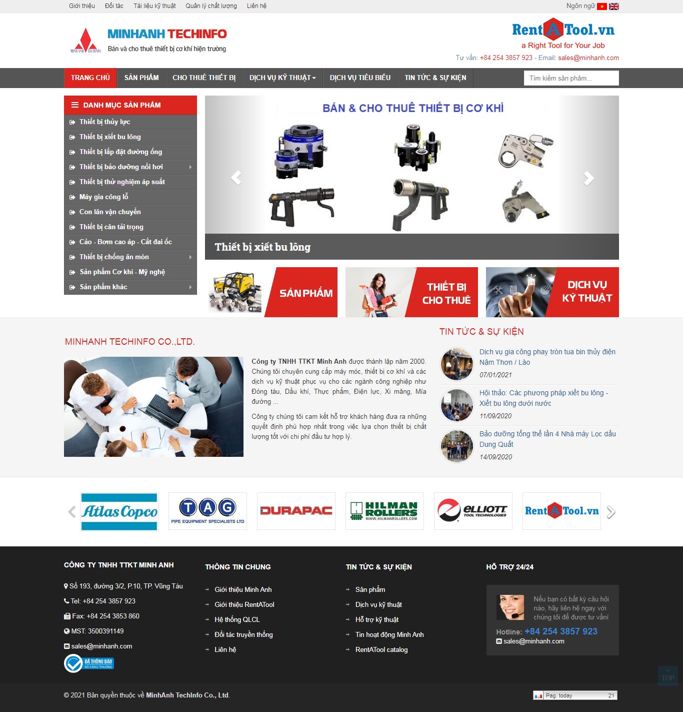 Thiết kế Web cơ khí minhanh.com