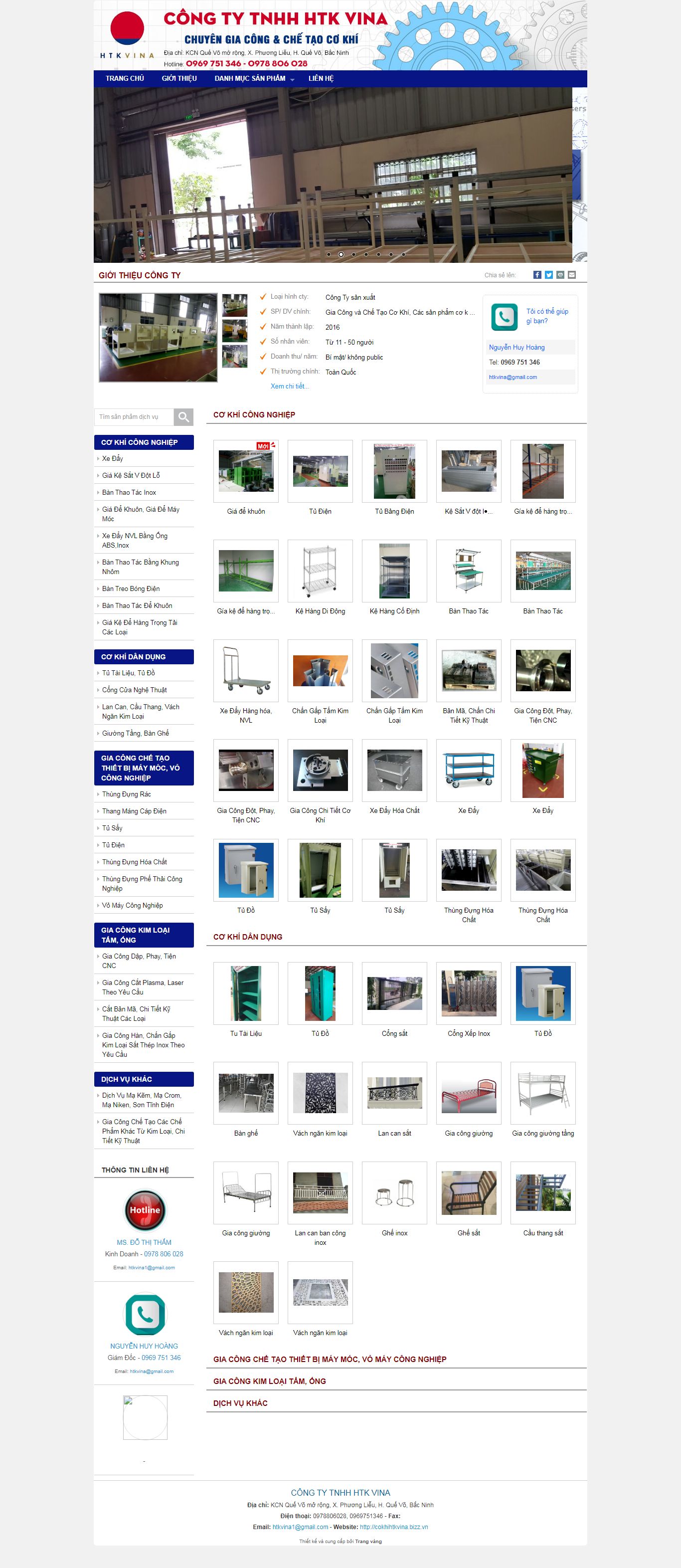 Thiết kế Web cơ khí cokhihtkvina.bizz.vn