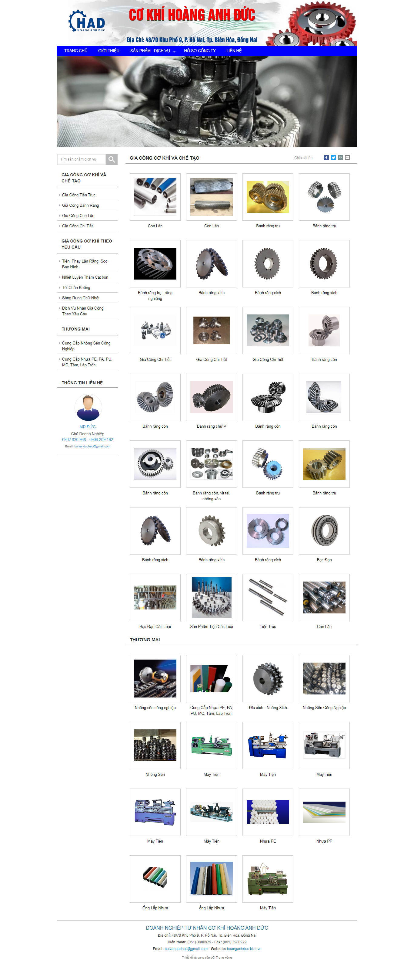 Thiết kế Web cơ khí hoanganhduc.bizz.vn