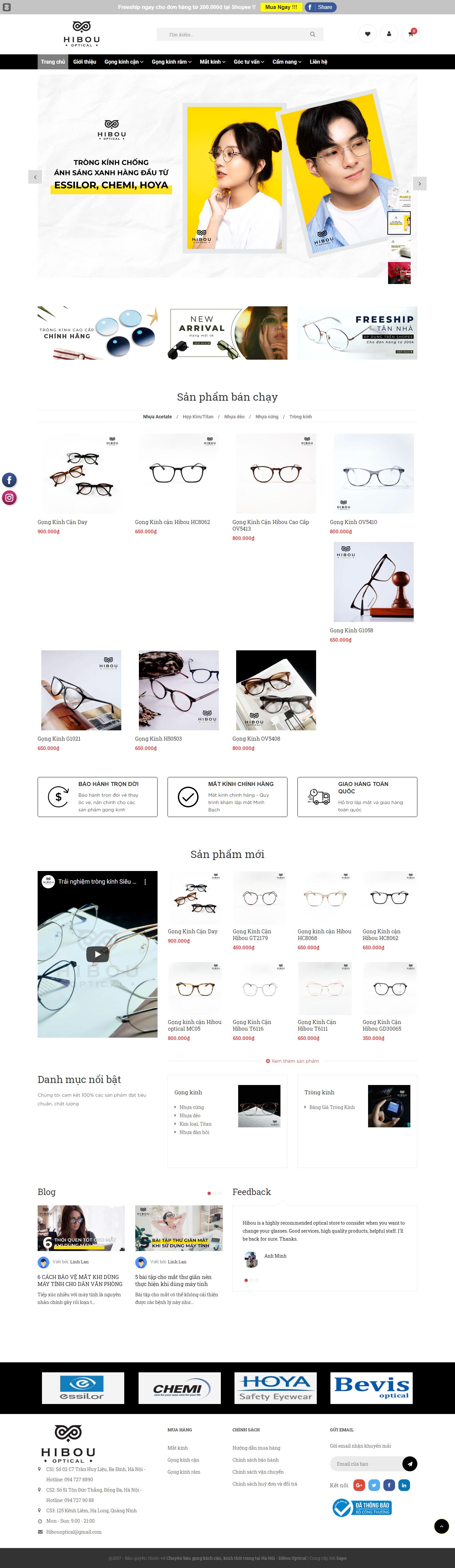 Thiết kế Web kính mắt hibou.vn