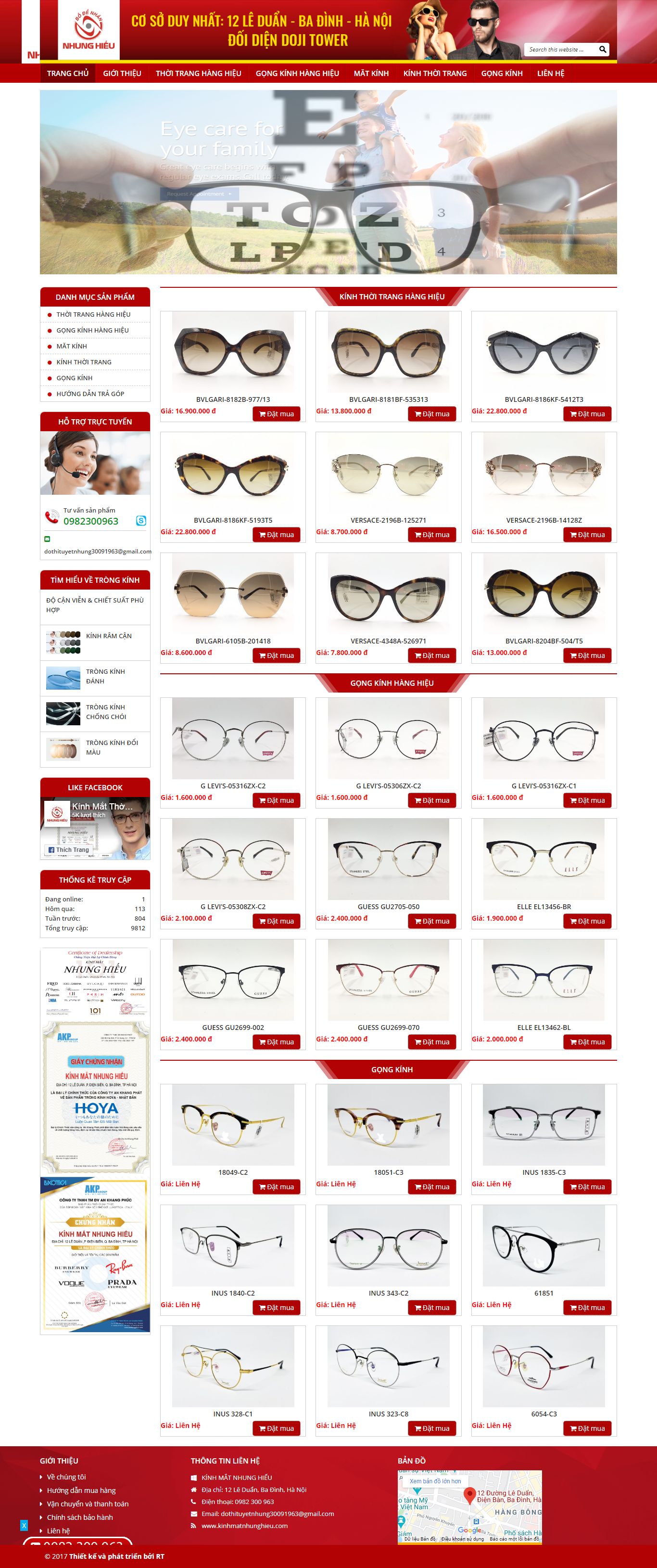 Thiết kế Web kính mắt kinhmatnhunghieu.com