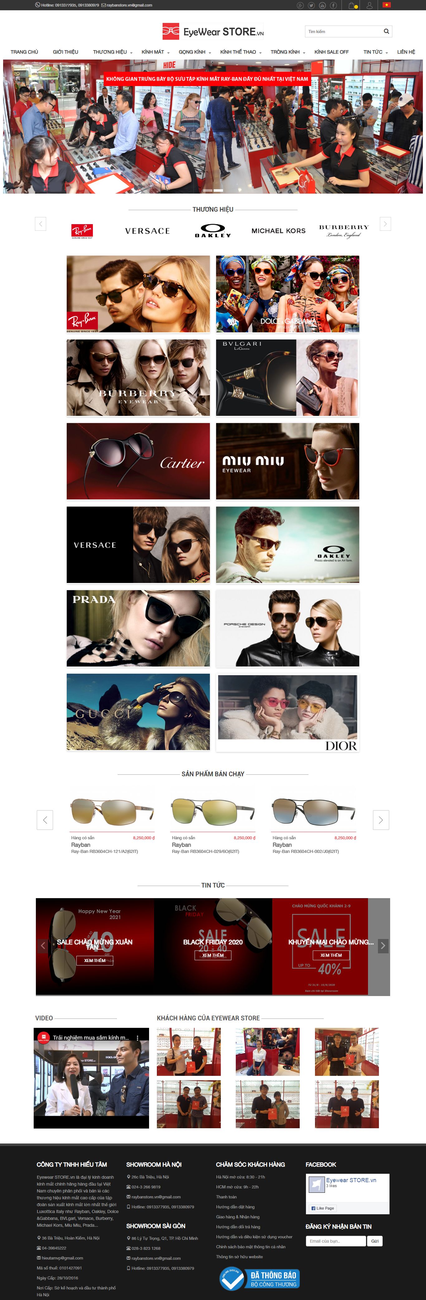 Thiết kế Web kính mắt eyewearstore.vn
